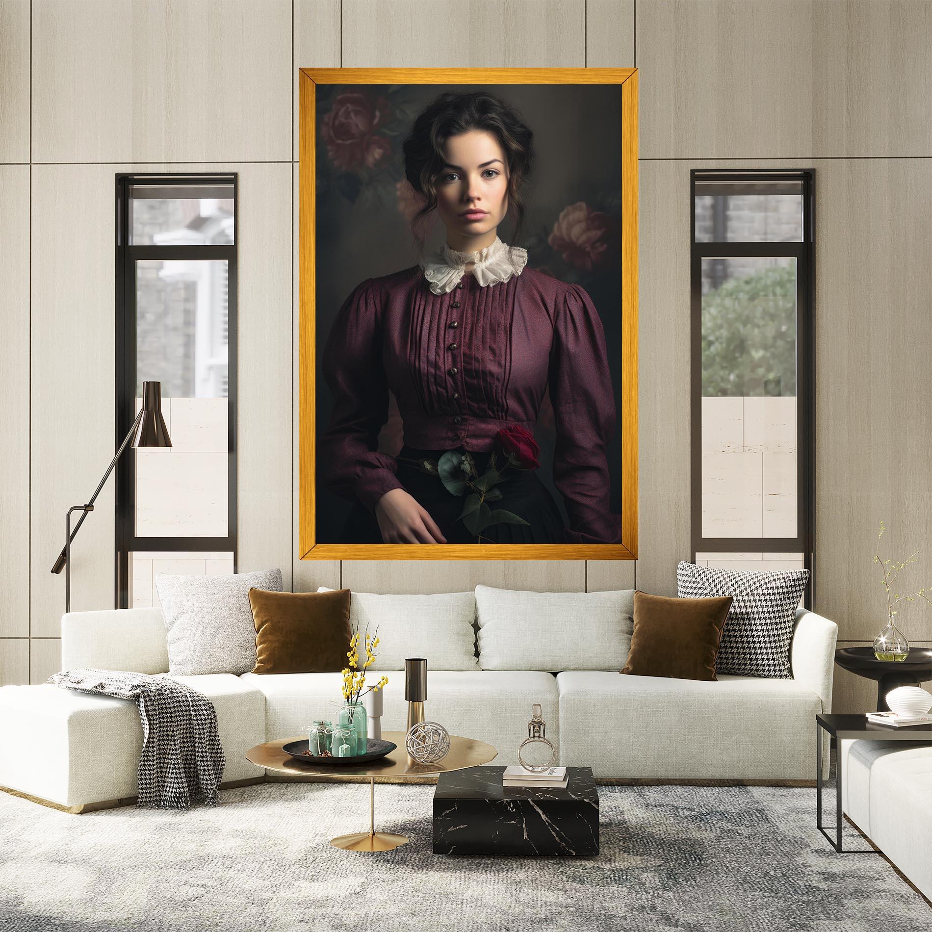 Картина на платно Holding Vintage Rose mockup 2