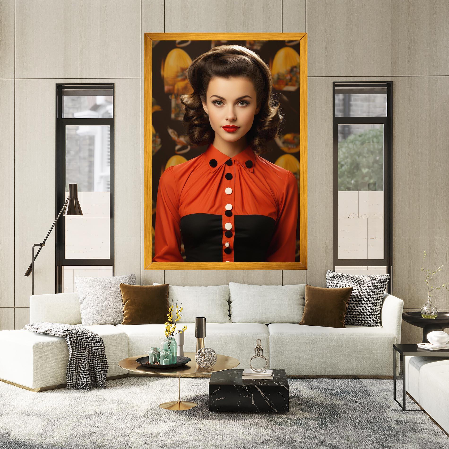 Картина на платно Vintage Red Black mockup 2