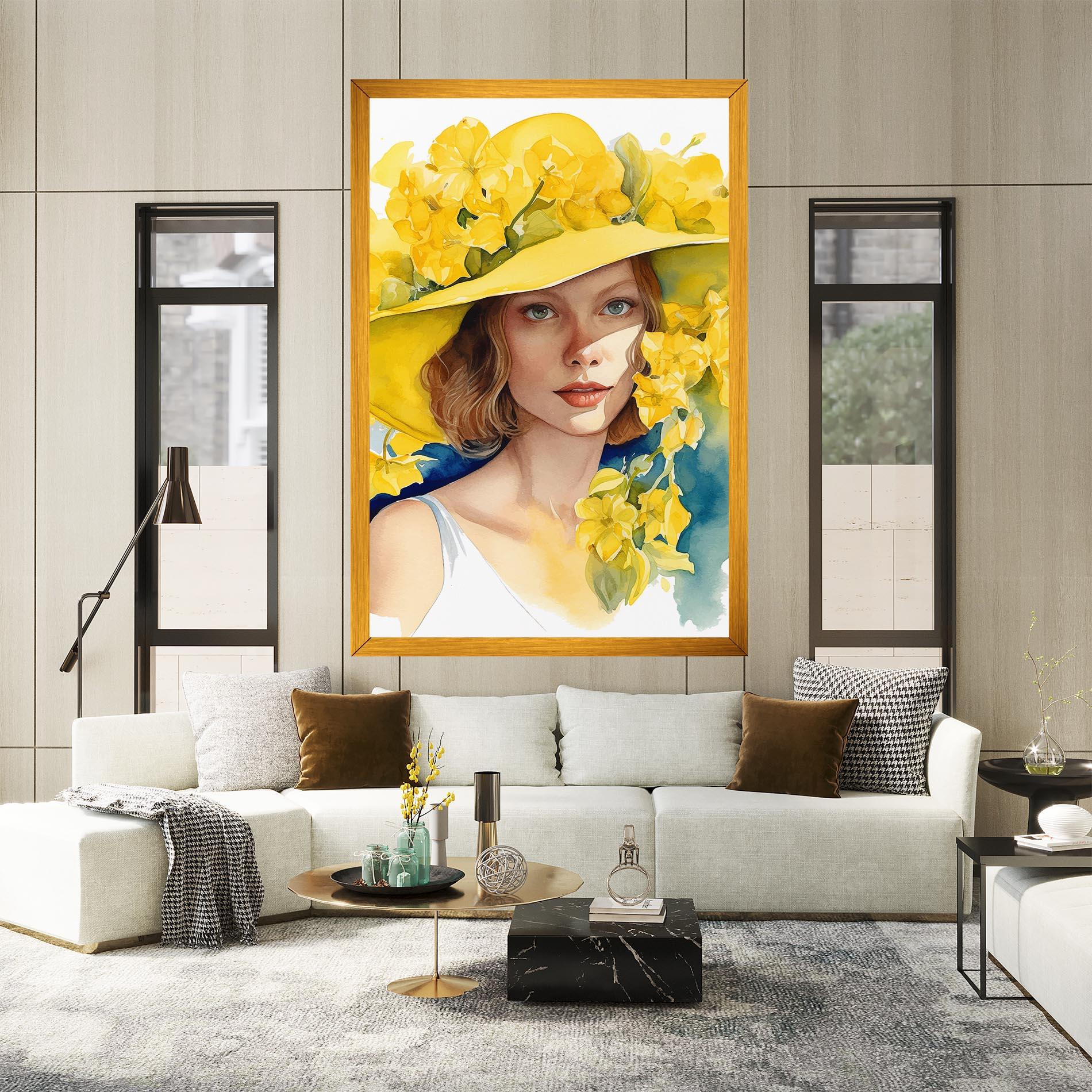 Картина на платно Yellow Hat Flowers mockup 2
