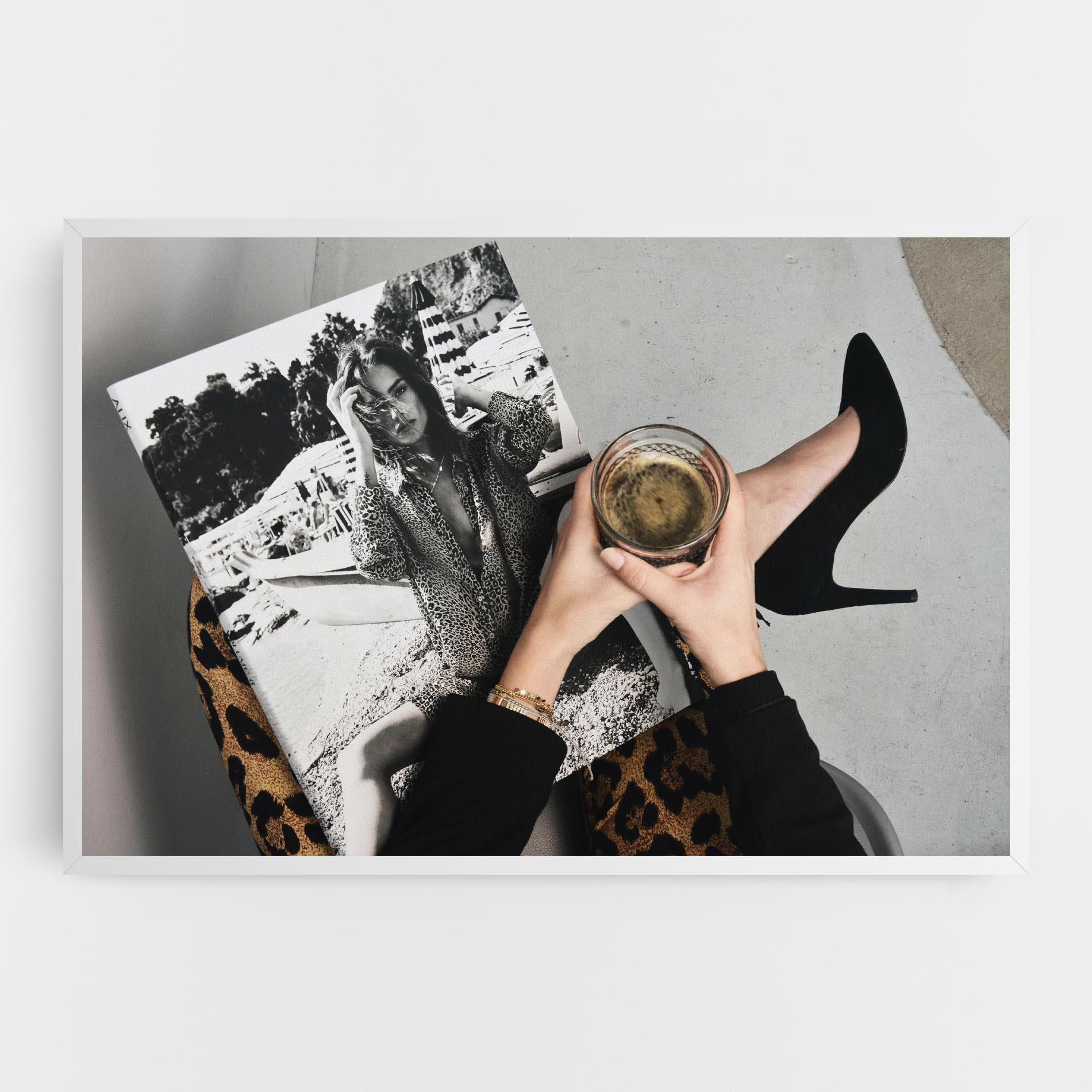 Картина на платно Black Shoes Holding Coffee mockup 0