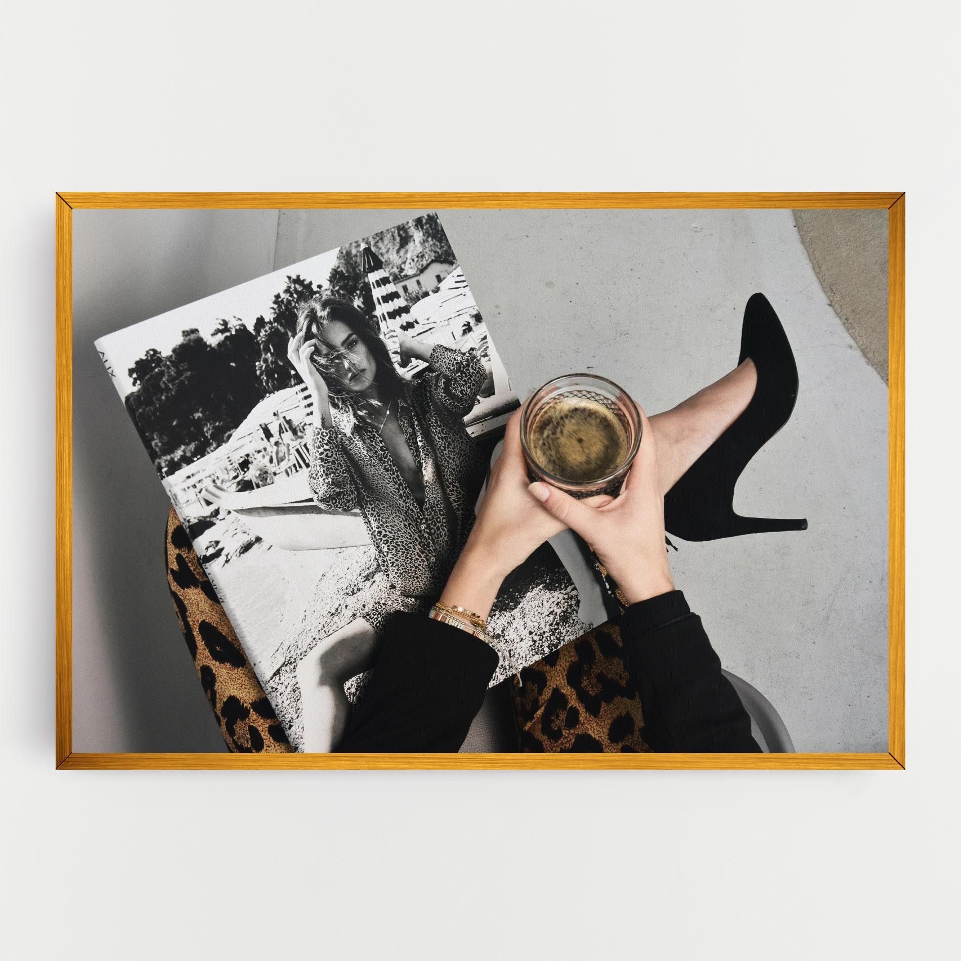 Black Shoes Holding Coffee mockup 0