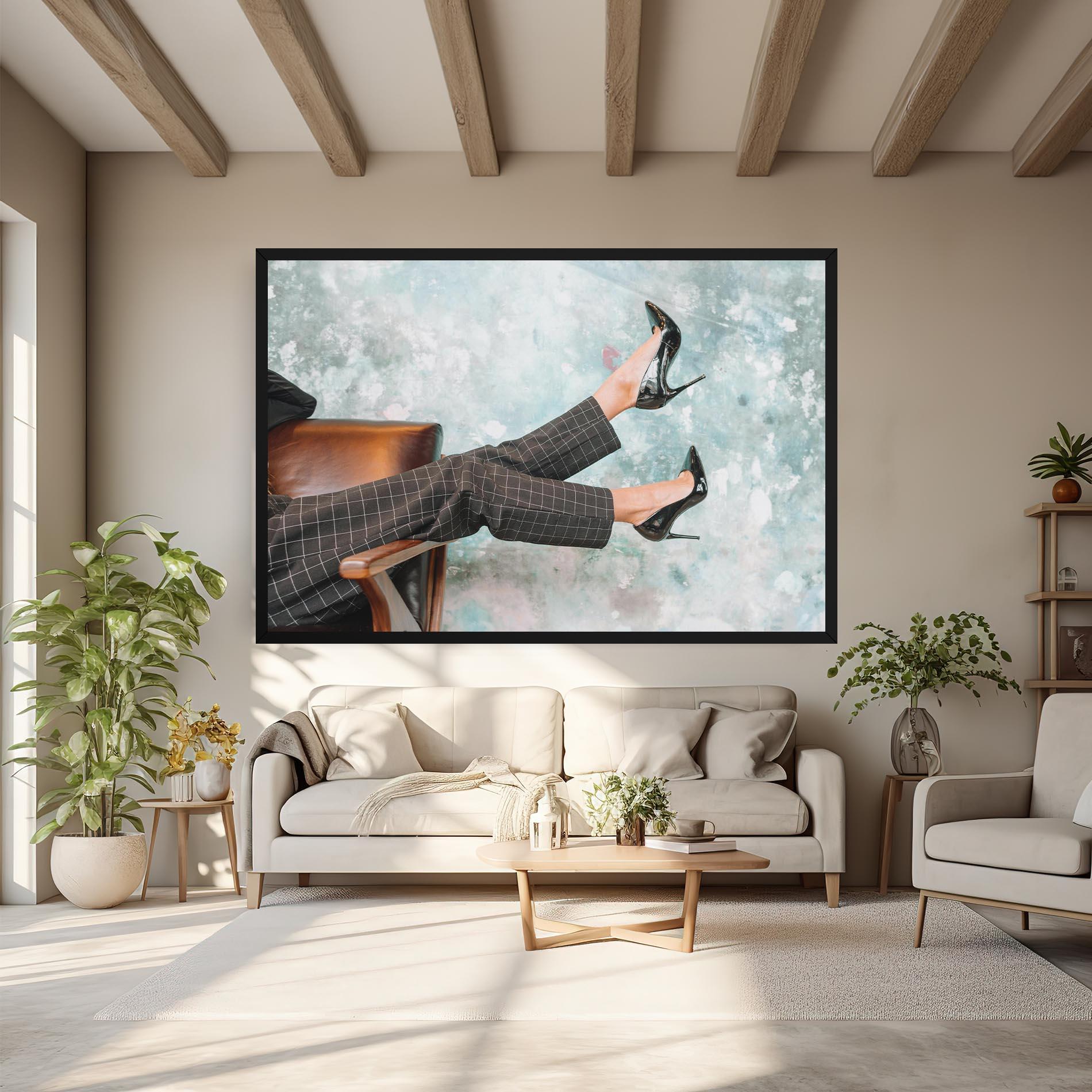 Картина на платно Black Shoes On Chair mockup 6