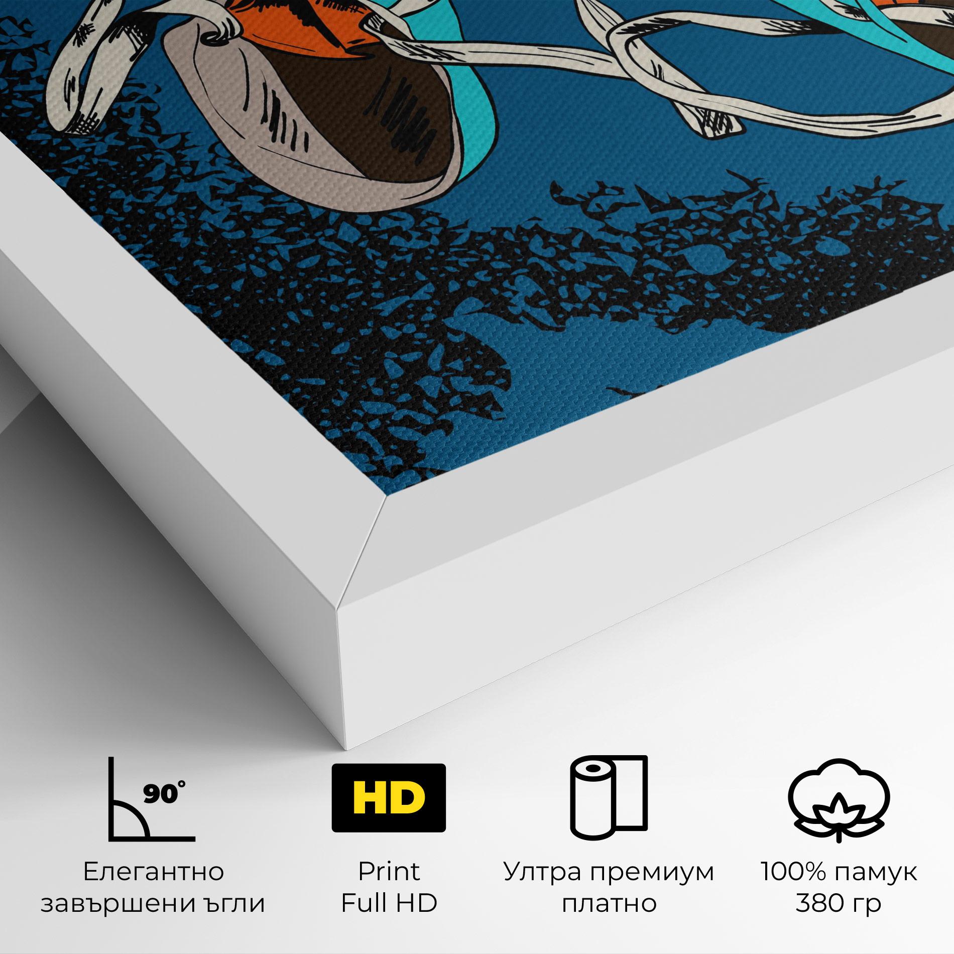 Картина на платно Blue Shoes Splash mockup 4