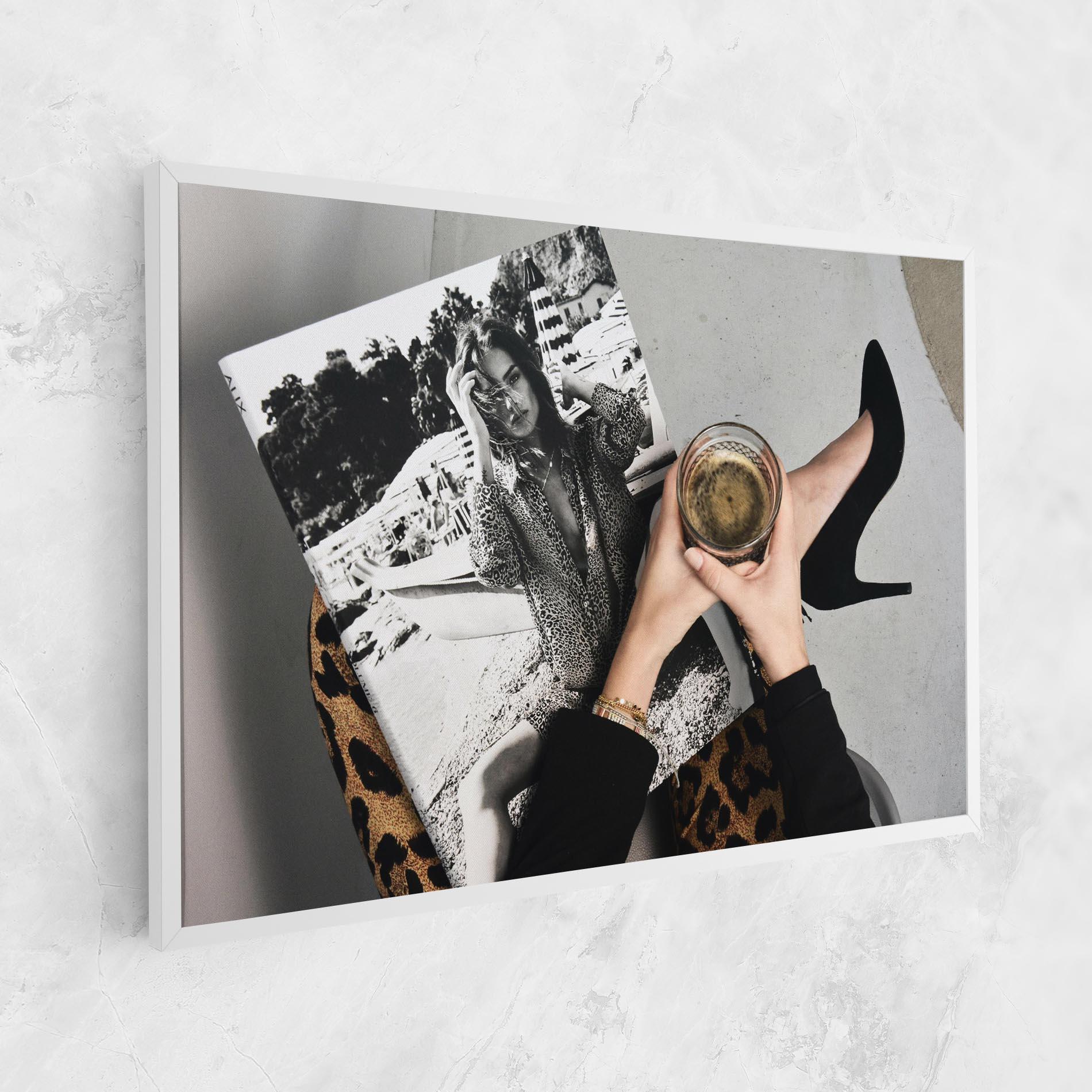 Картина на платно Black Shoes Holding Coffee mockup 1