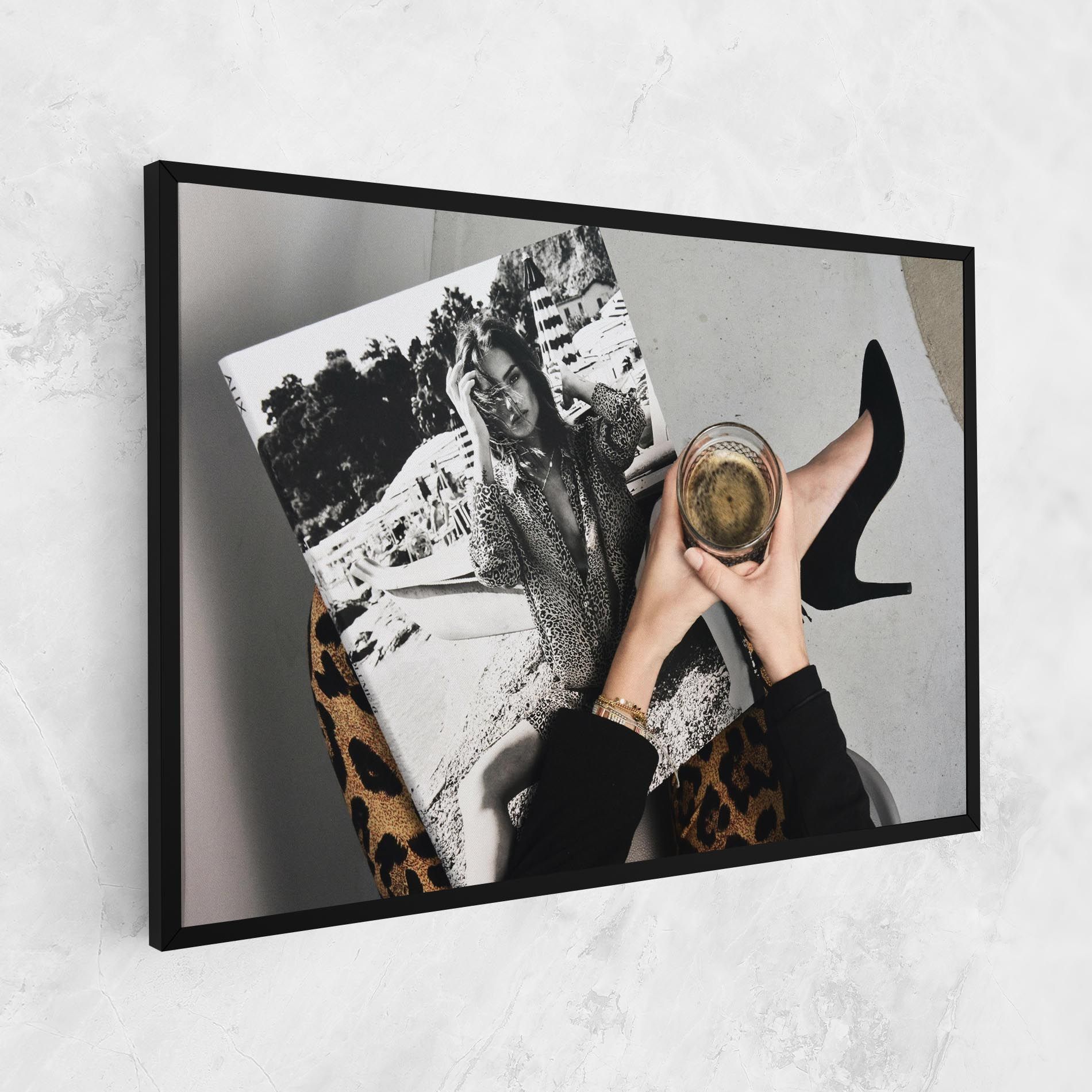 Black Shoes Holding Coffee mockup 1