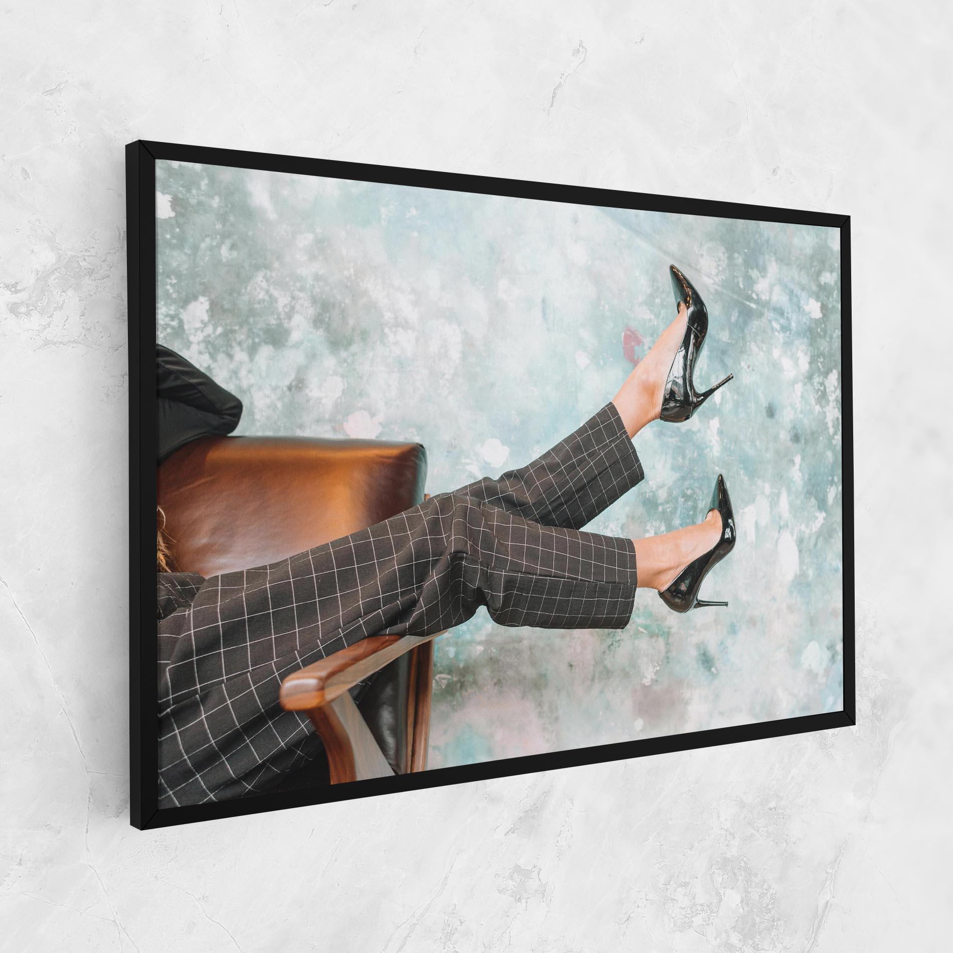 Картина на платно Black Shoes On Chair mockup 1