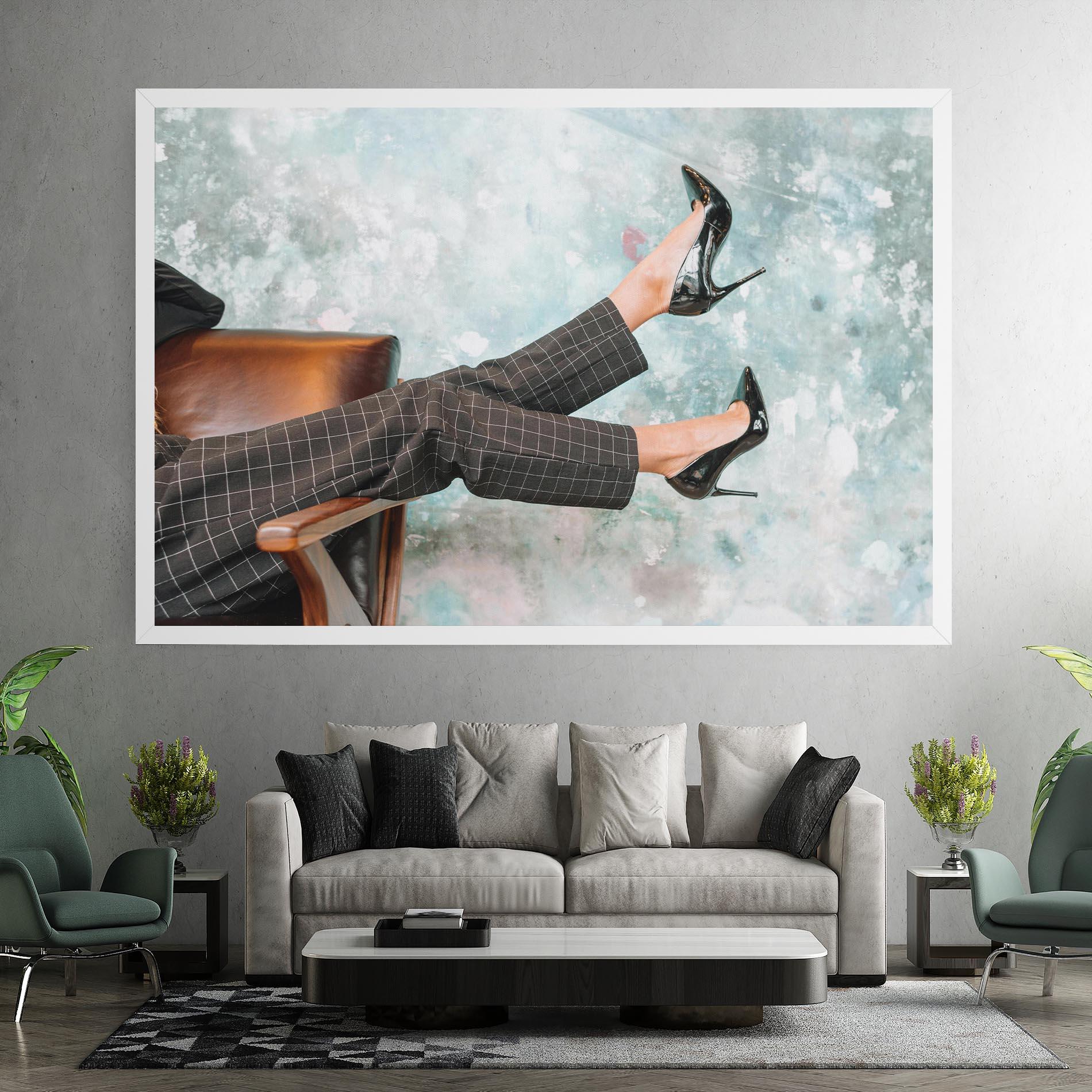 Картина на платно Black Shoes On Chair mockup 7