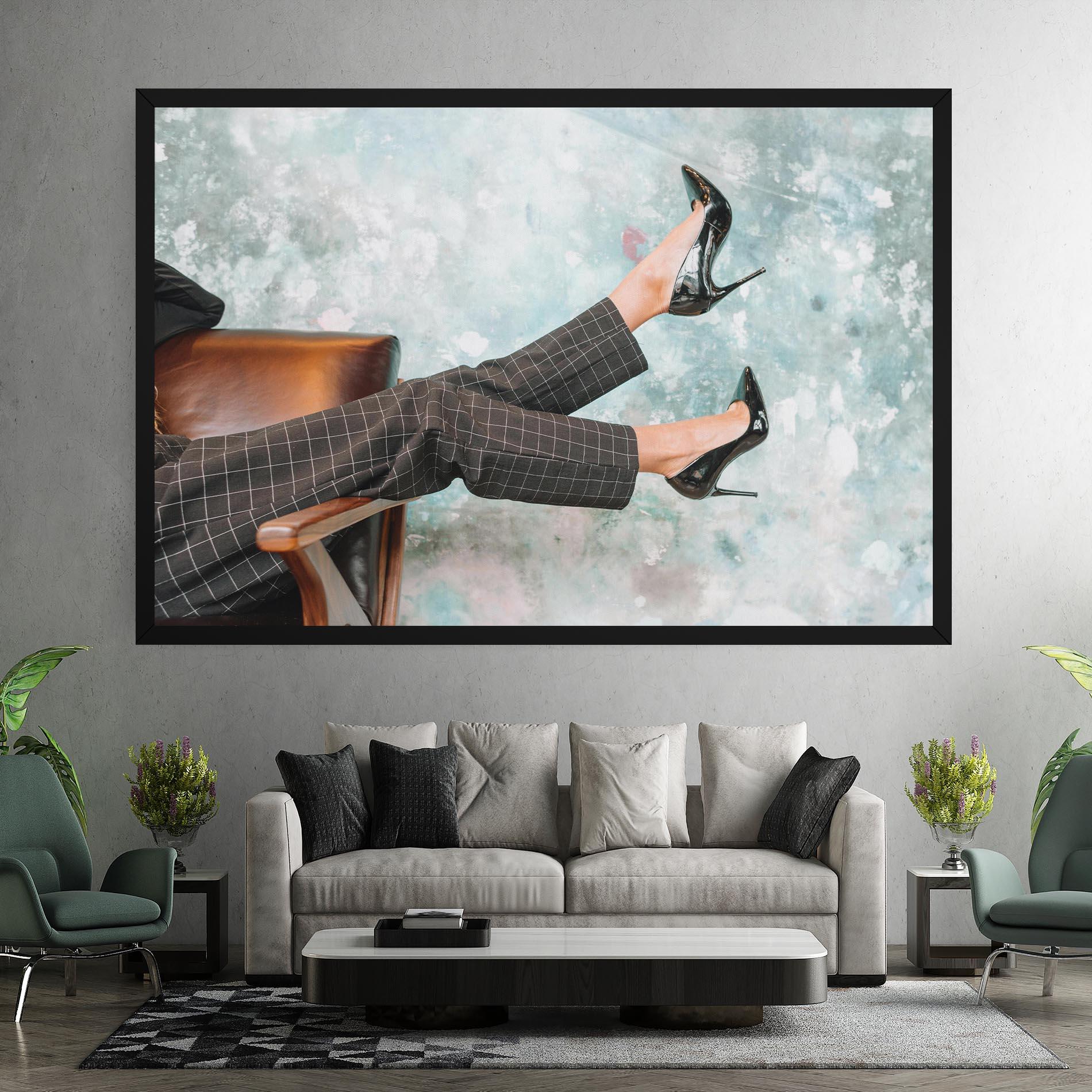 Картина на платно Black Shoes On Chair mockup 7