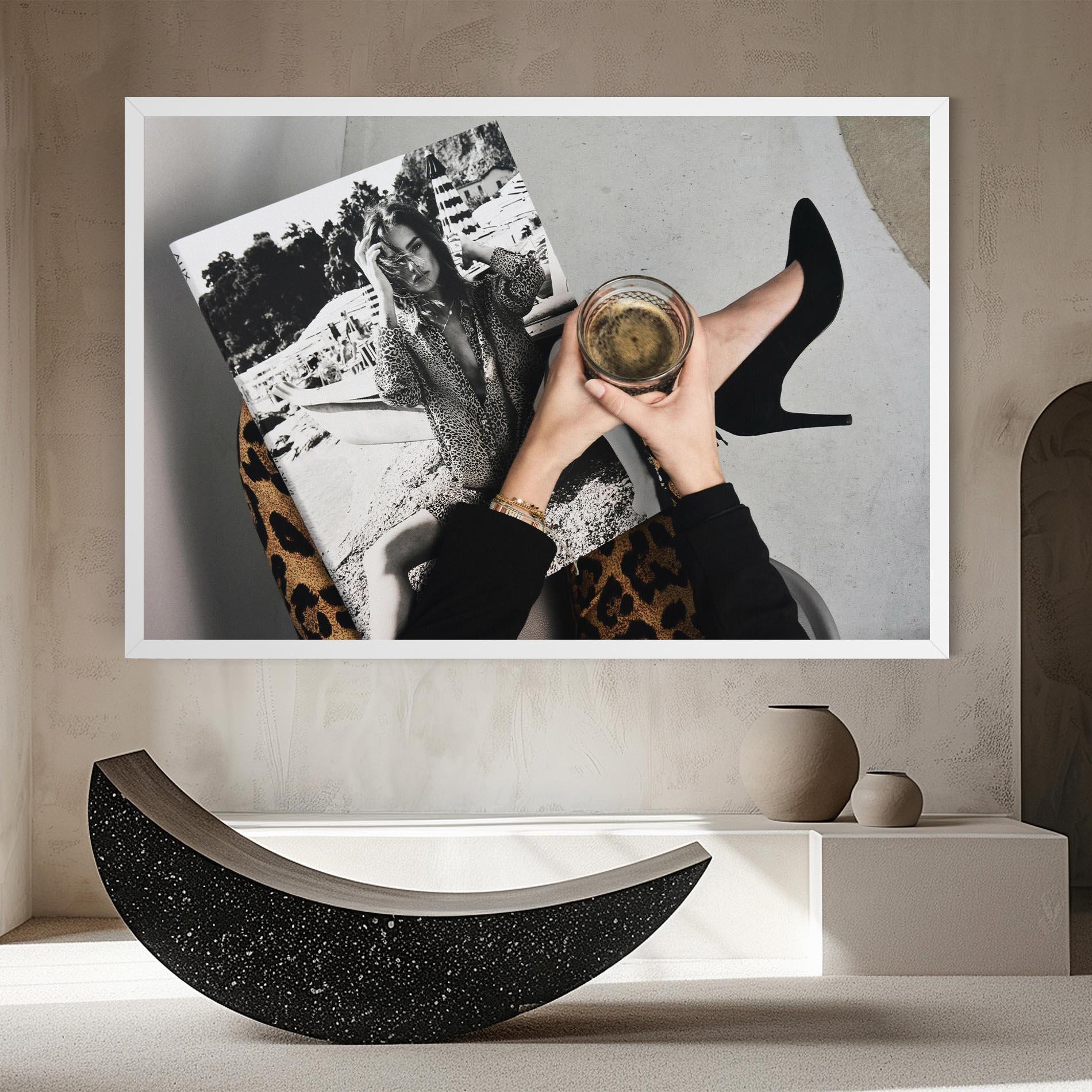 Картина на платно Black Shoes Holding Coffee mockup 8