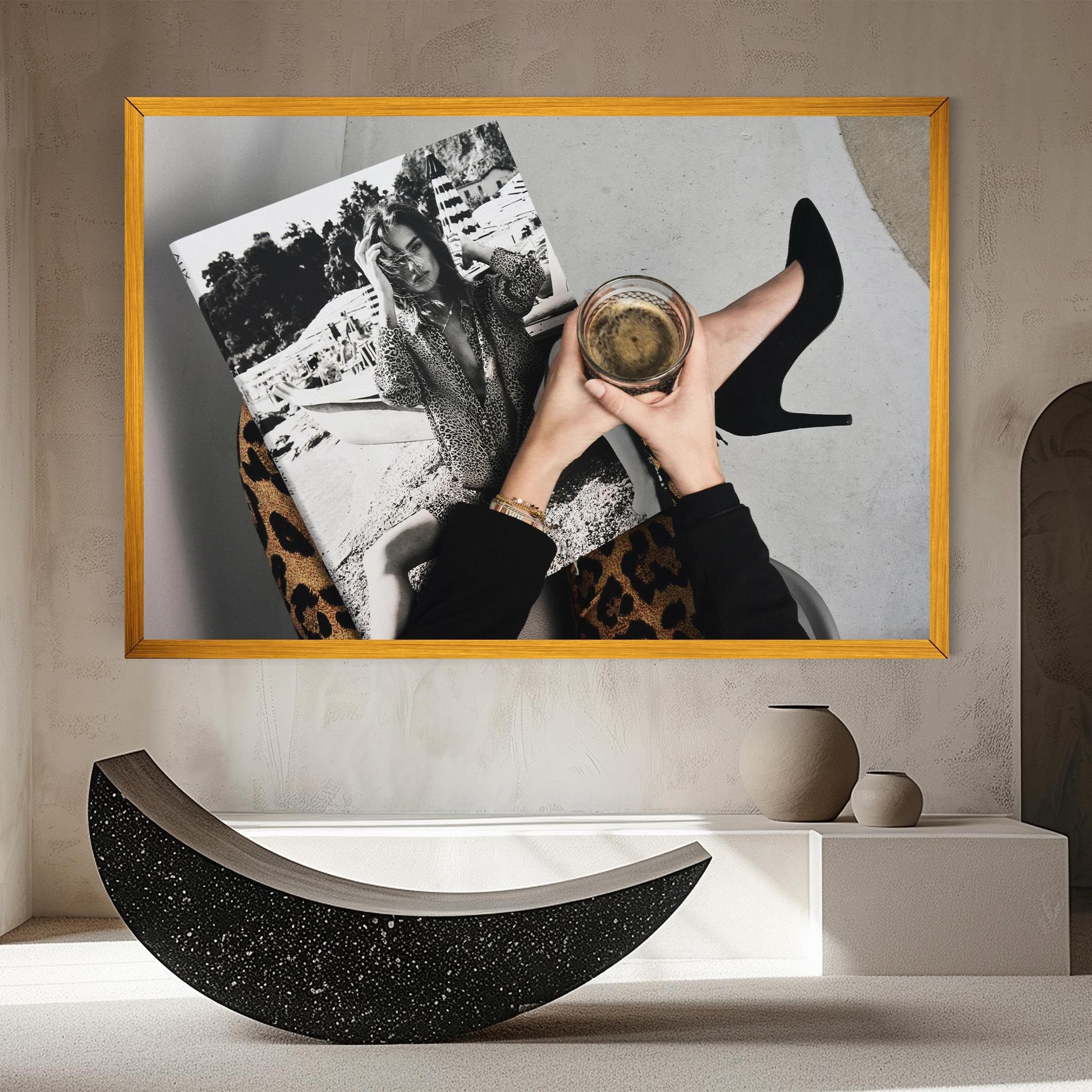 Black Shoes Holding Coffee mockup 8