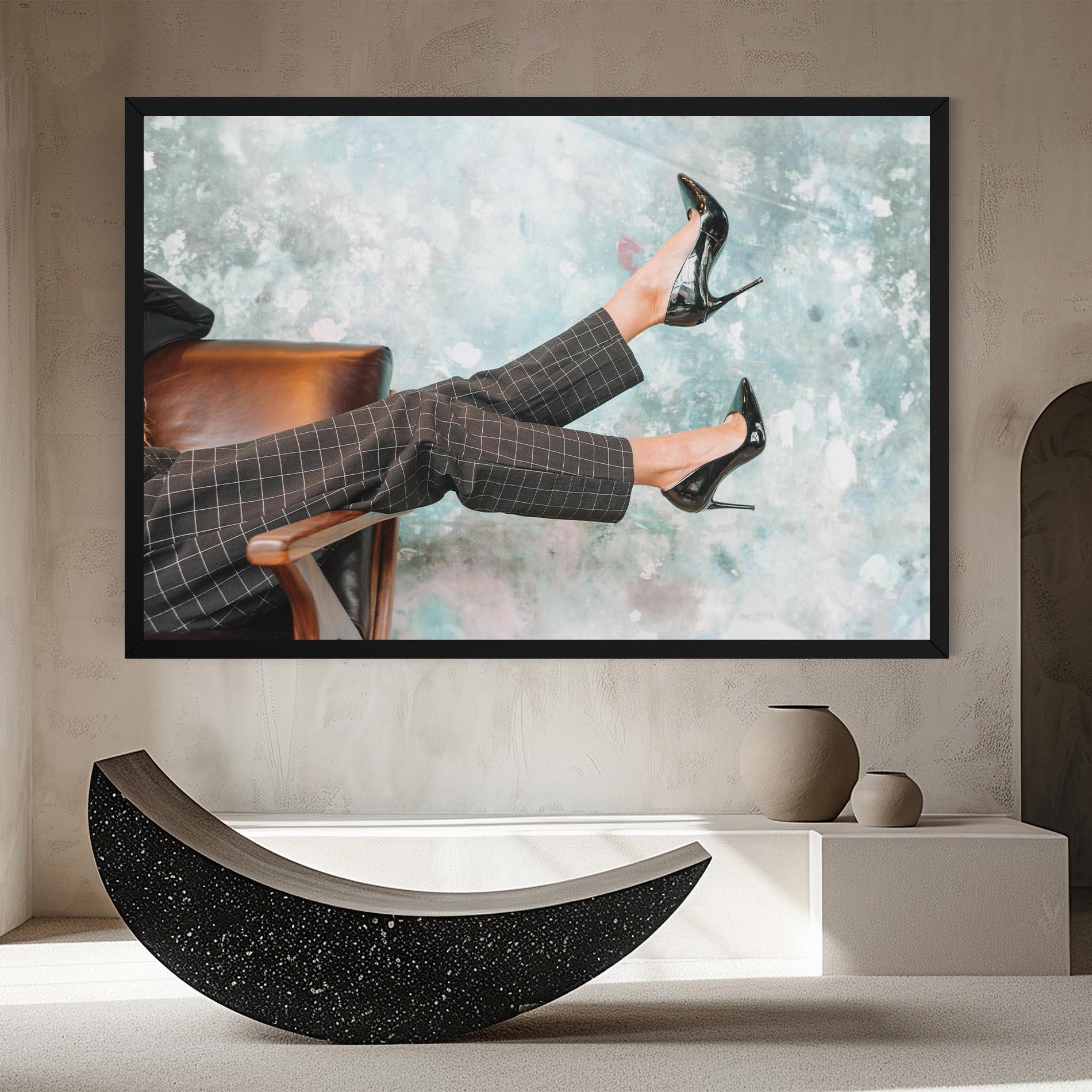 Картина на платно Black Shoes On Chair mockup 8