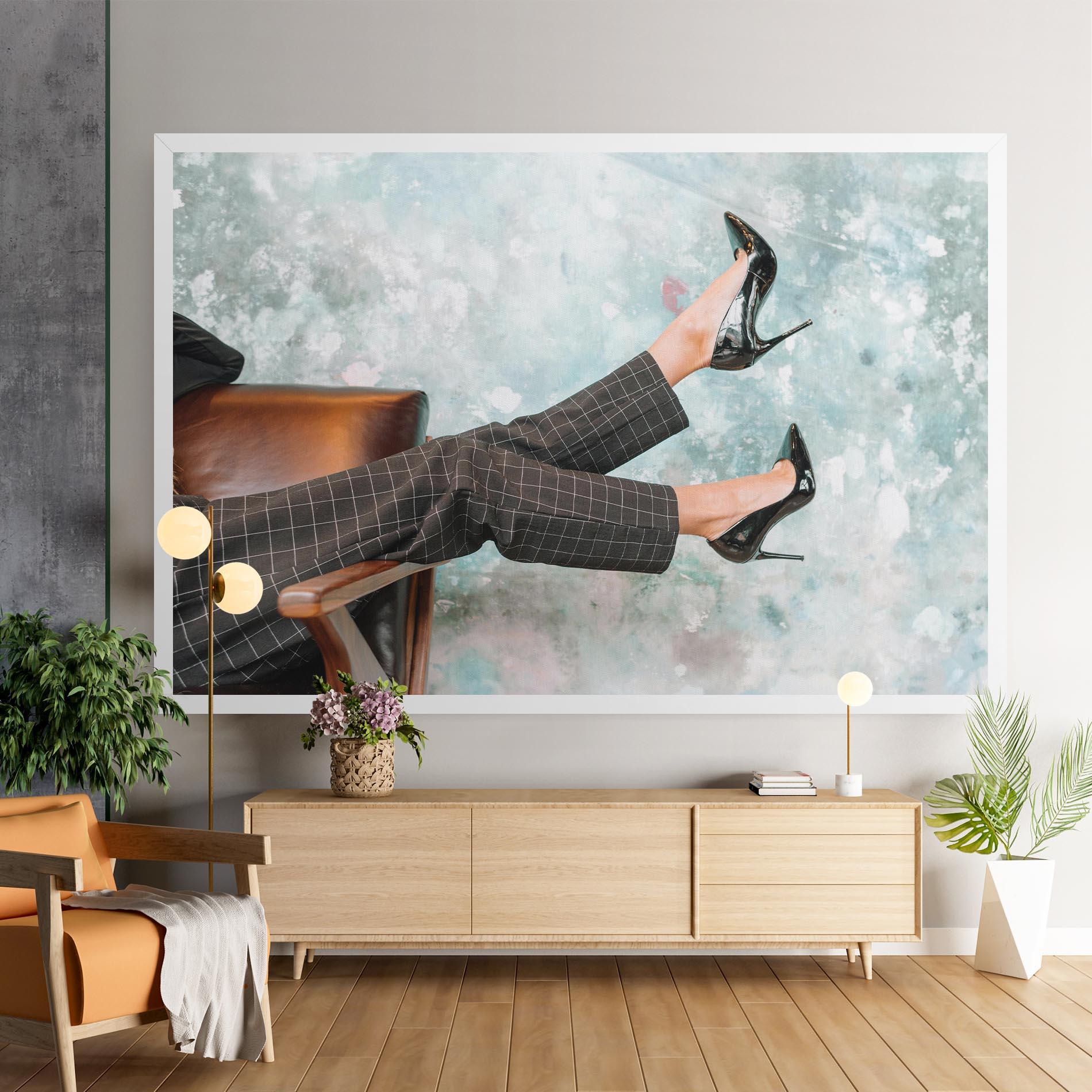 Картина на платно Black Shoes On Chair mockup 9