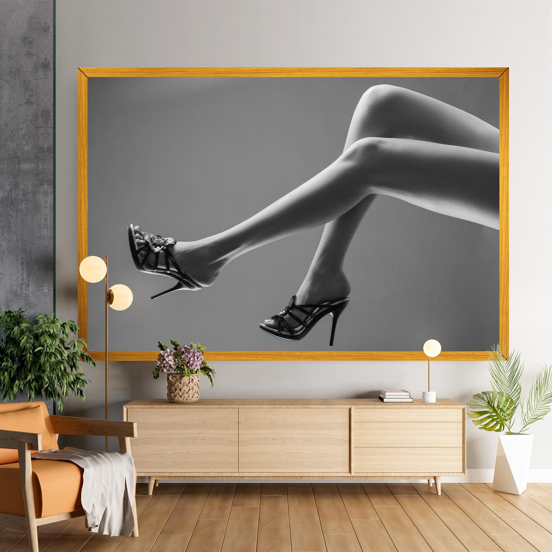 Картина на платно Black Shoes On Grey mockup 9