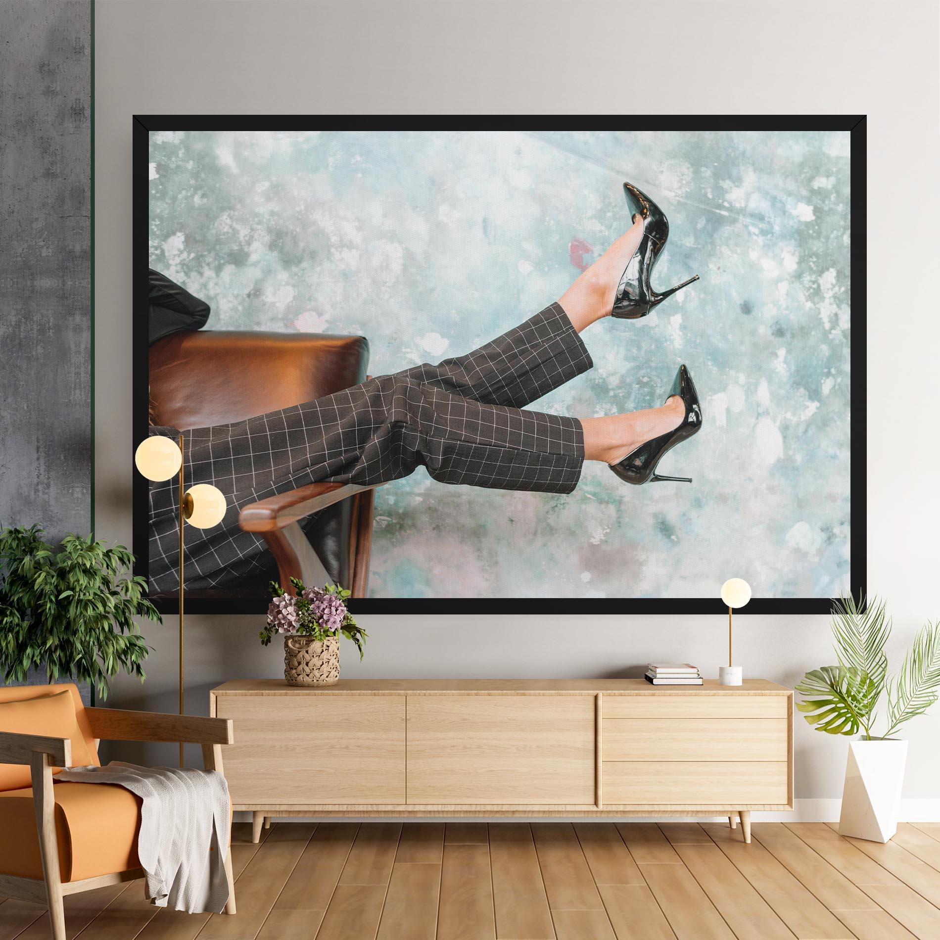 Картина на платно Black Shoes On Chair mockup 9