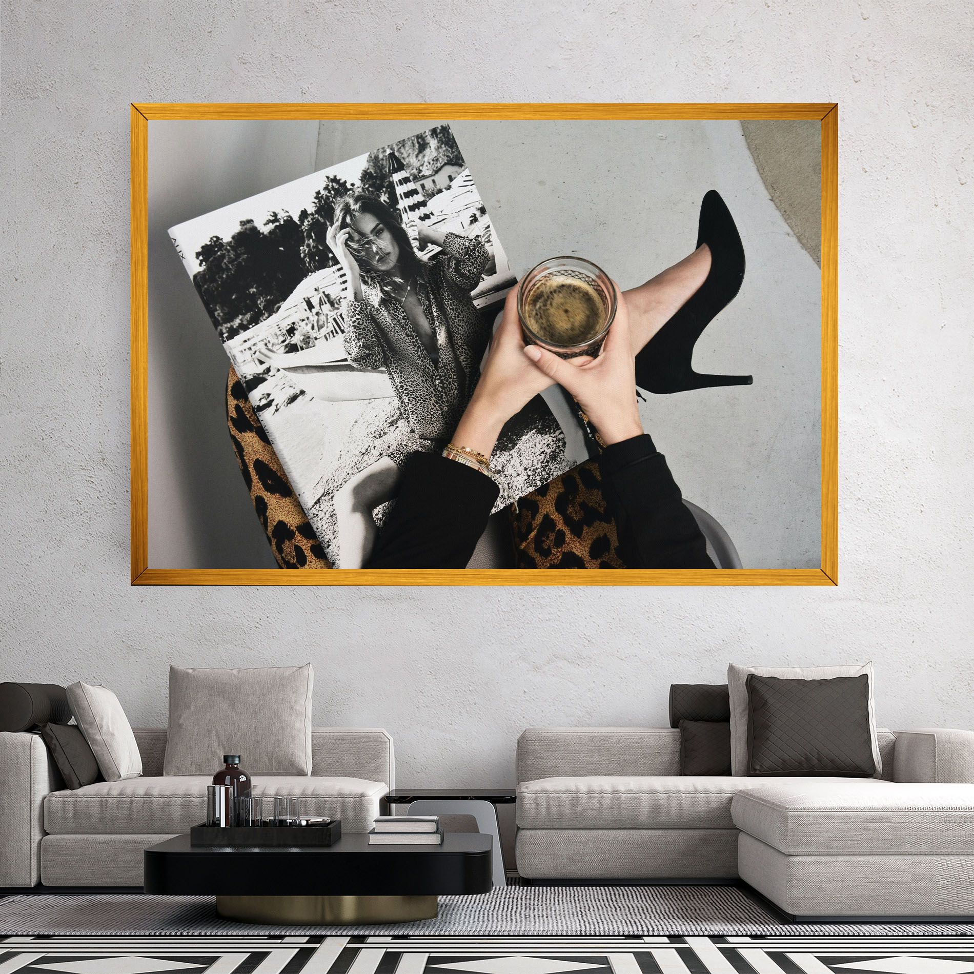 Black Shoes Holding Coffee mockup 2