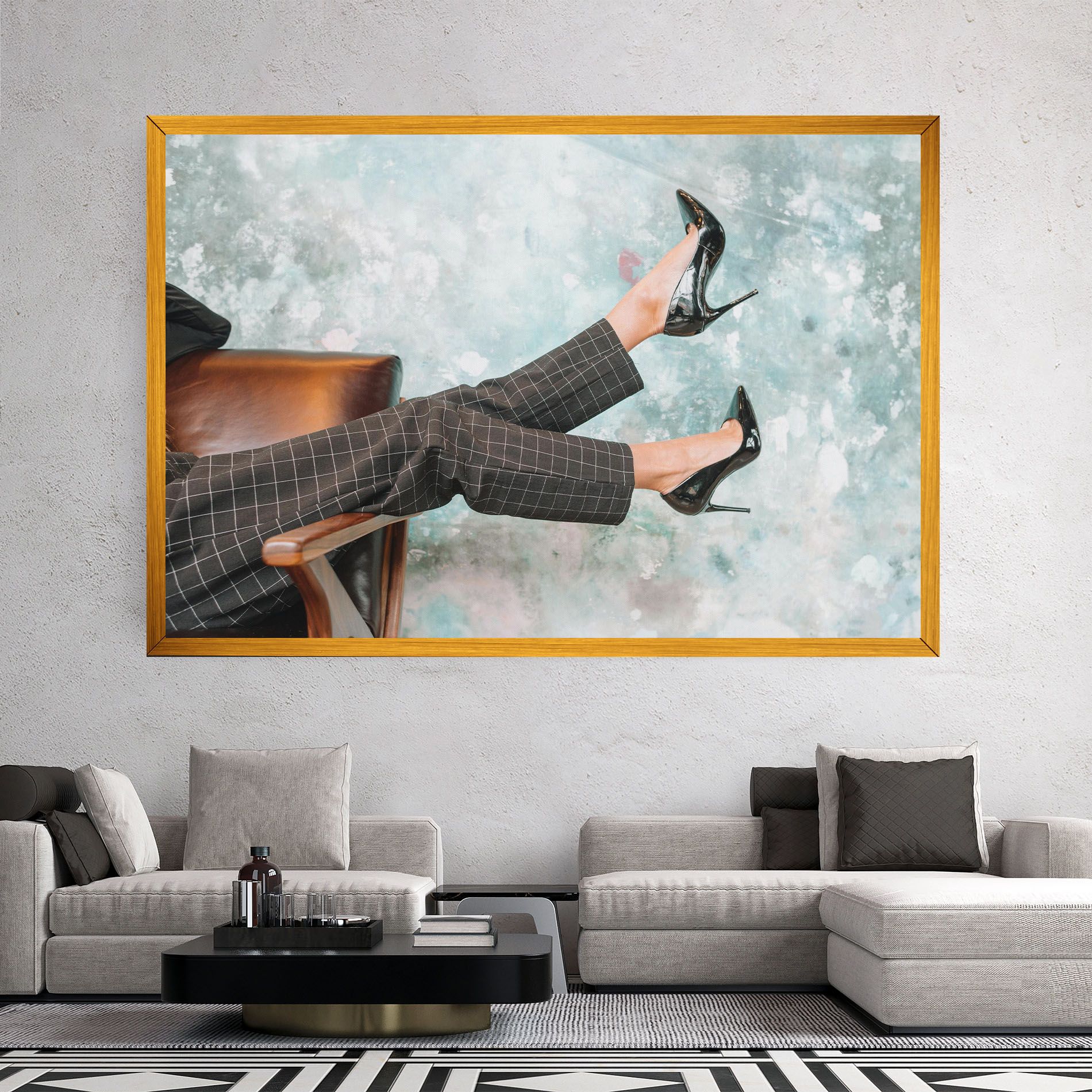 Black Shoes On Chair mockup 2