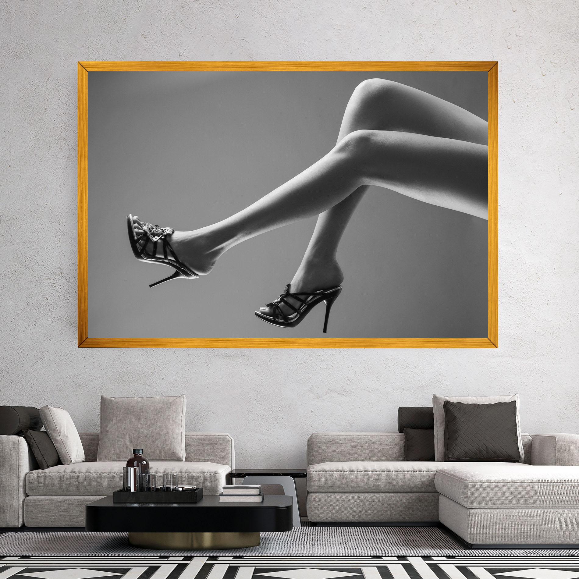 Картина на платно Black Shoes On Grey mockup 2