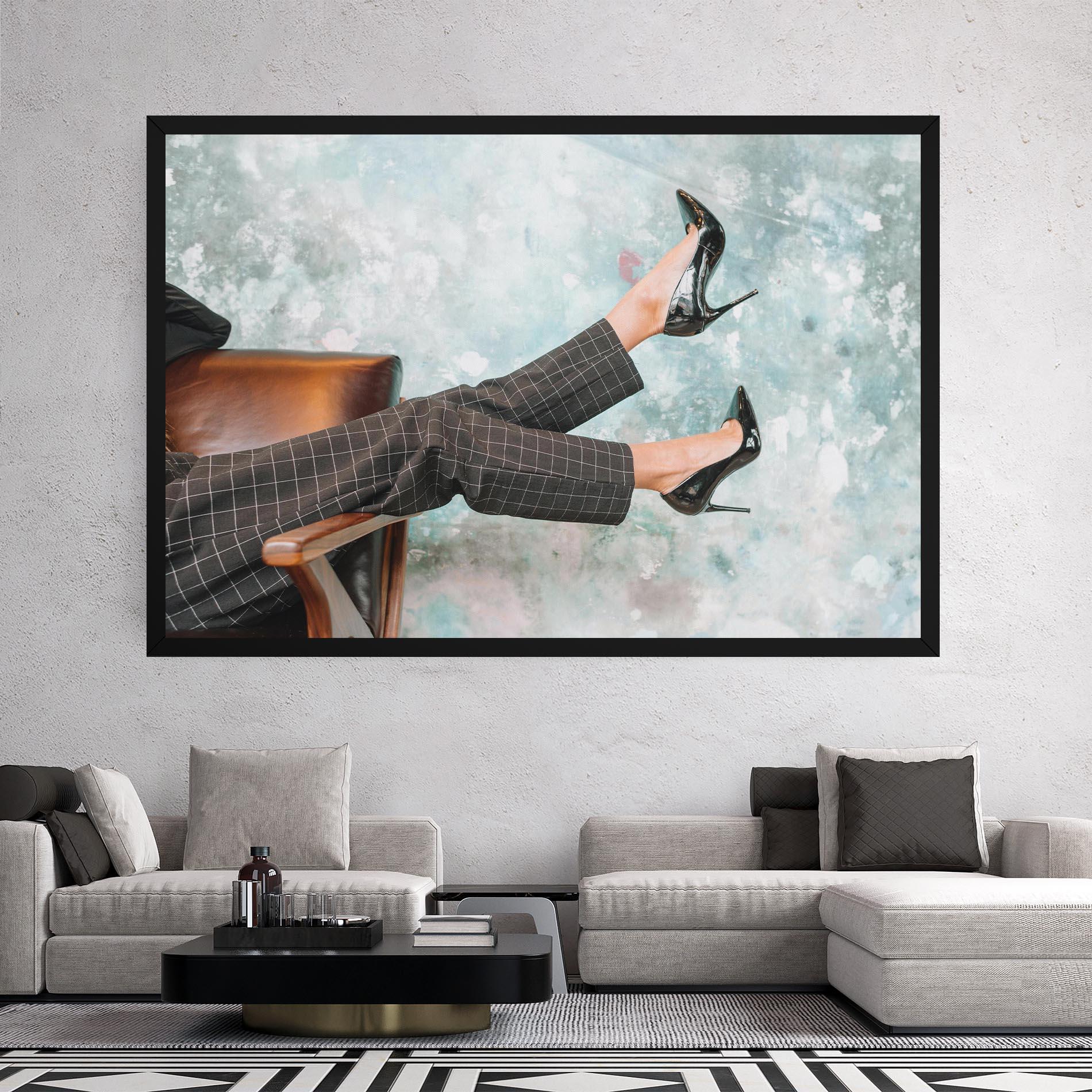 Картина на платно Black Shoes On Chair mockup 2