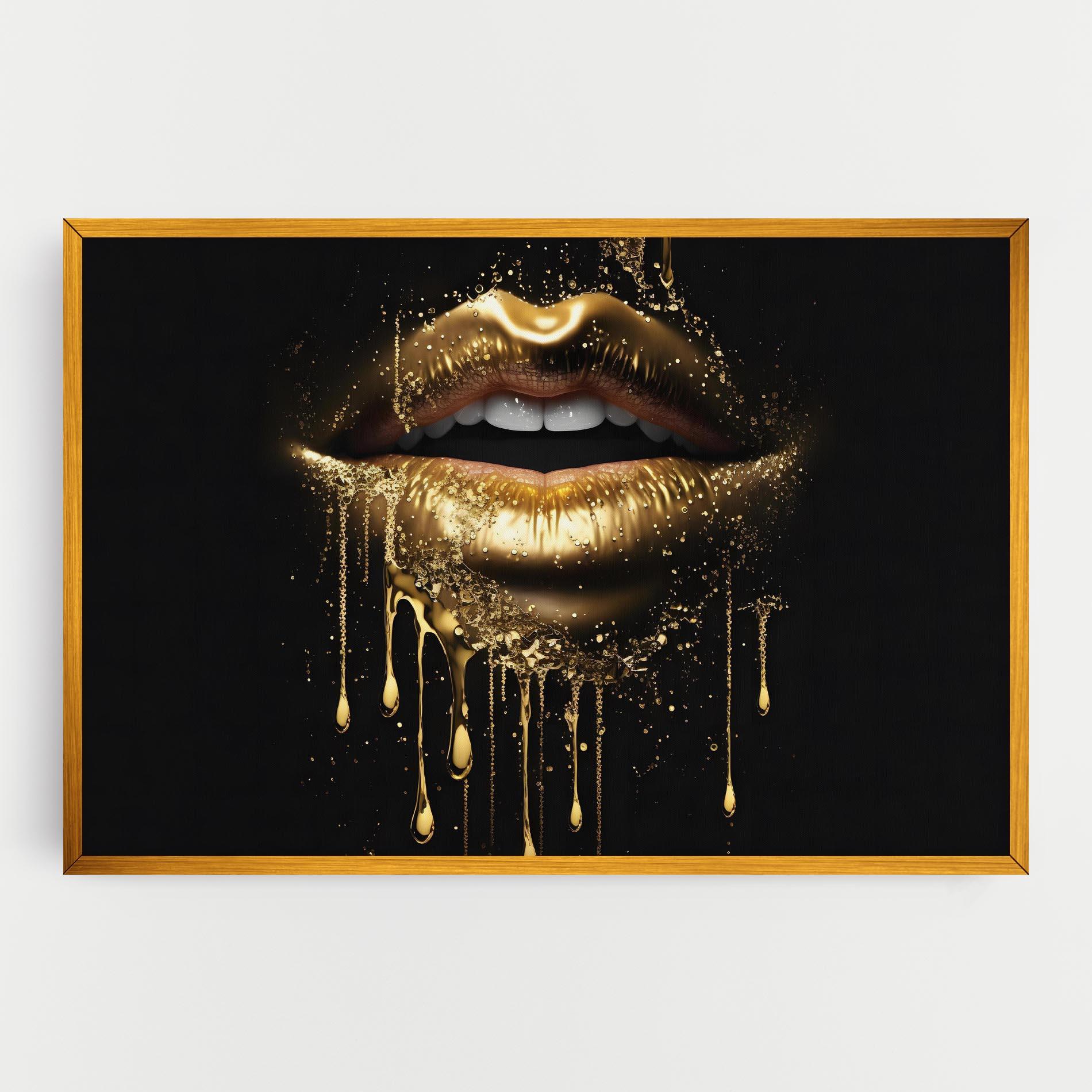 Картина на платно Golden Luxury Lips mockup 0