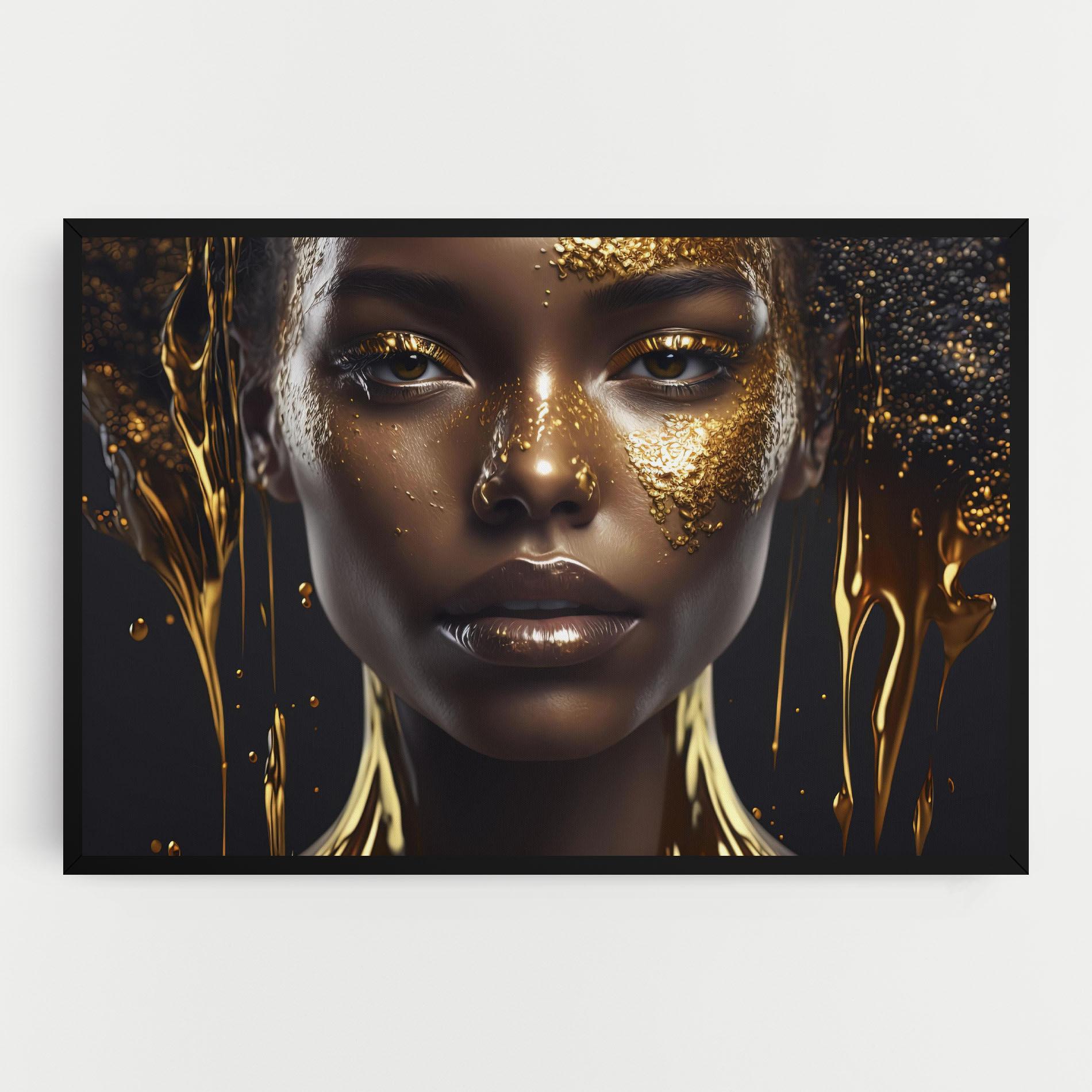 Картина на платно Gold Portrait Falling mockup 0