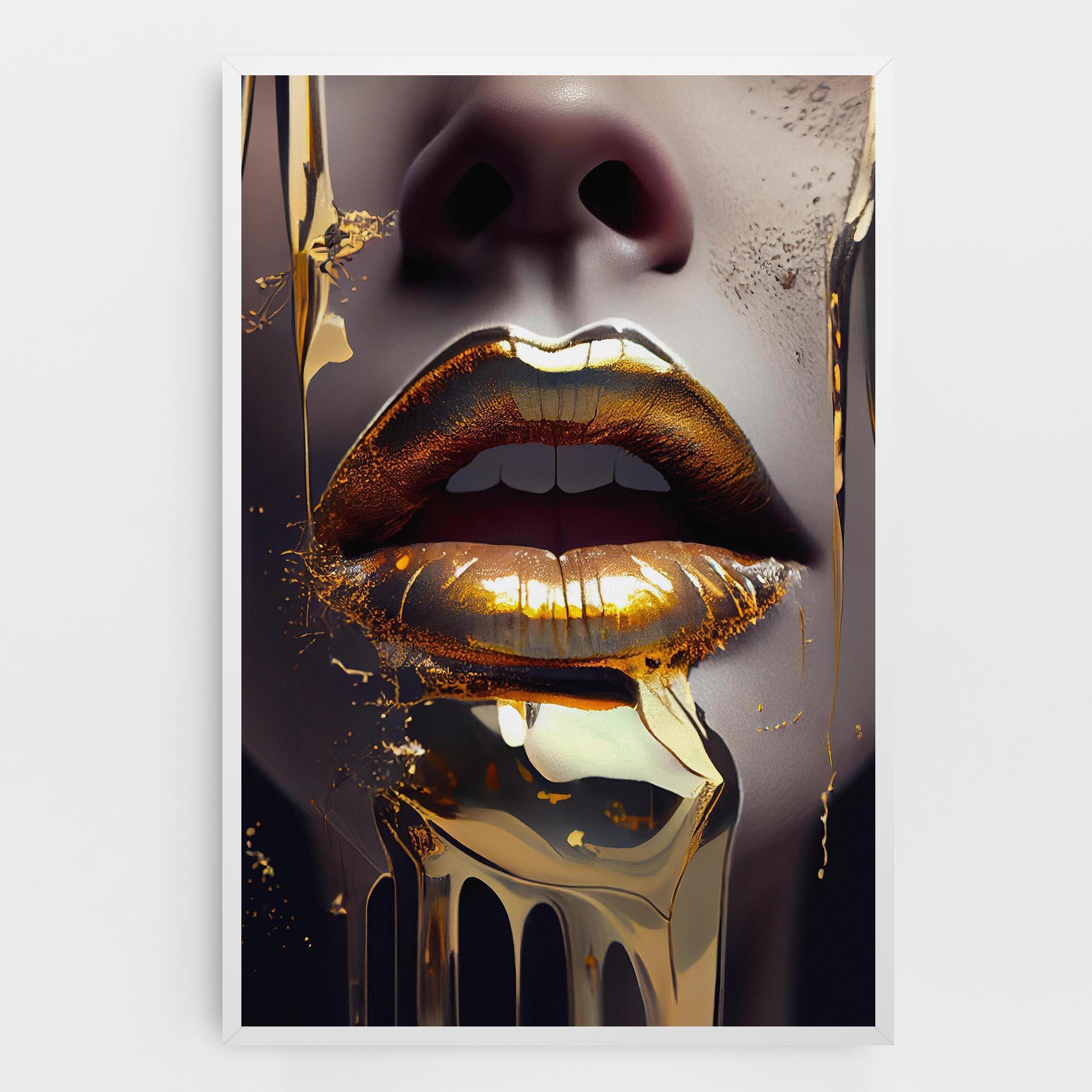 Картина на платно Glamorous Gold Lips mockup 0