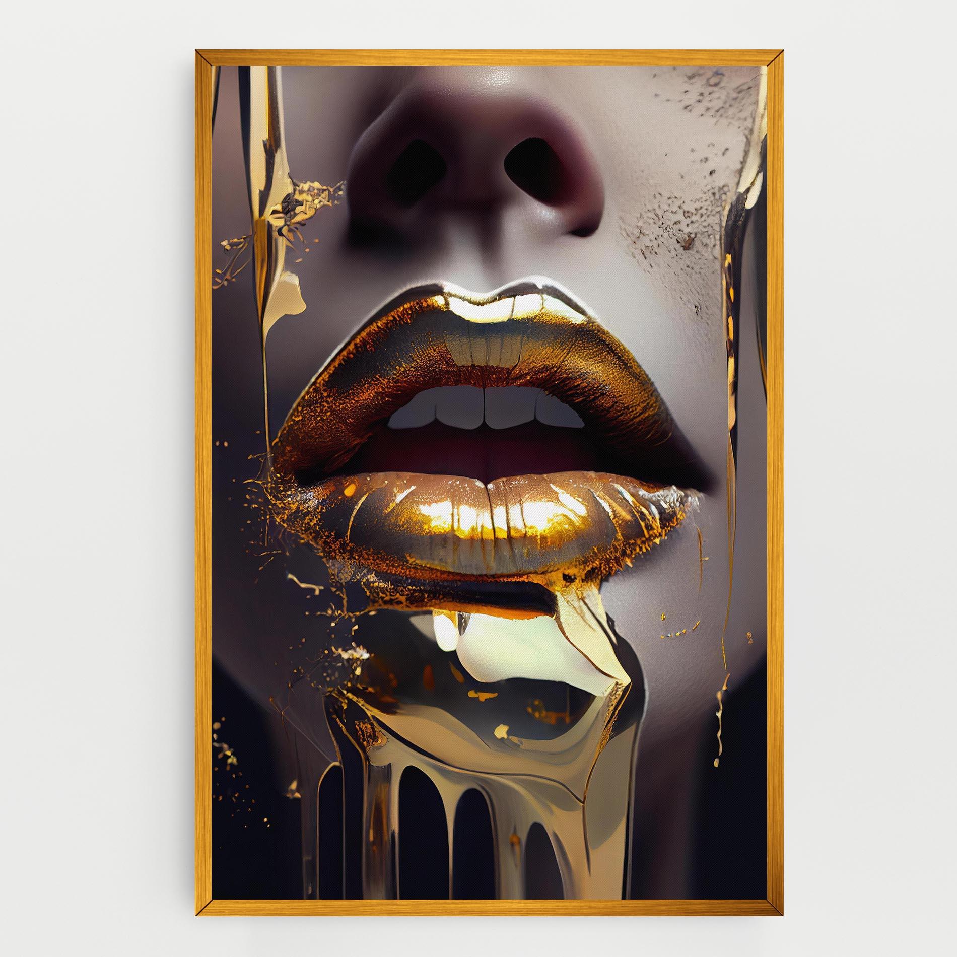 Картина на платно Glamorous Gold Lips mockup 0