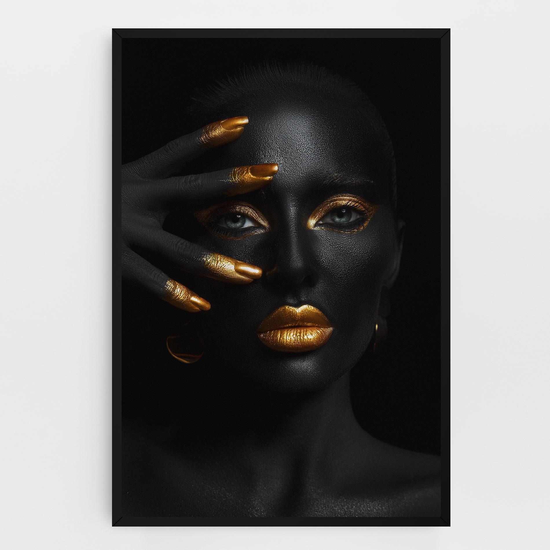 Картина на платно Gold Makeup Nails mockup 0