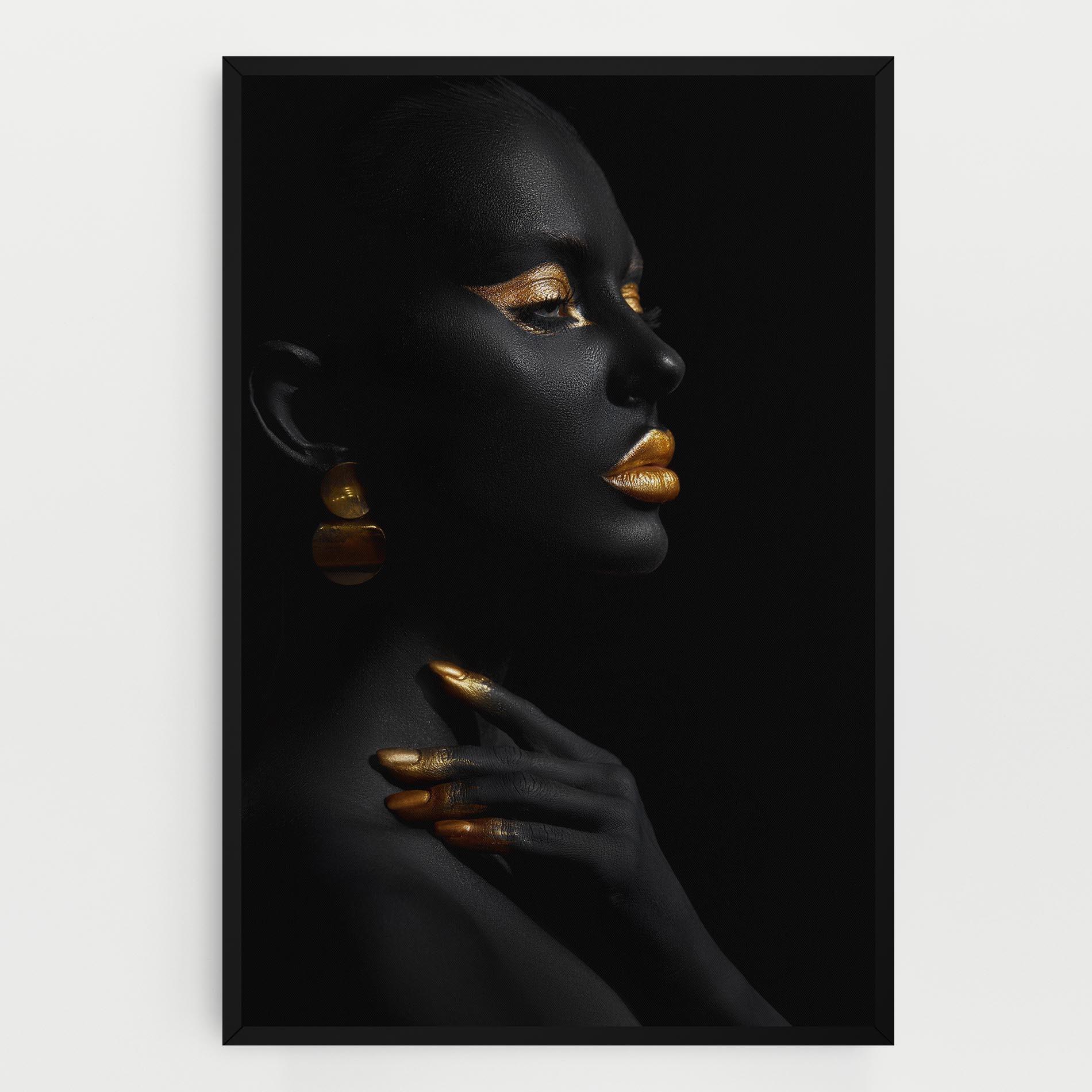 Картина на платно Lips Gold Eyelids mockup 0