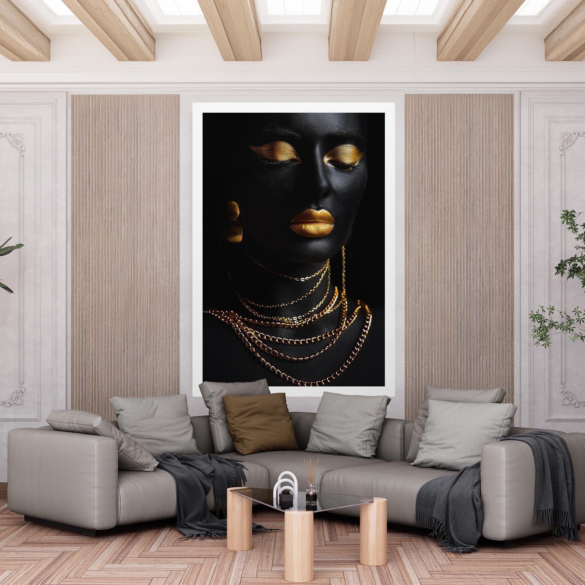 Картина на платно Gold Makeup Lips mockup 6