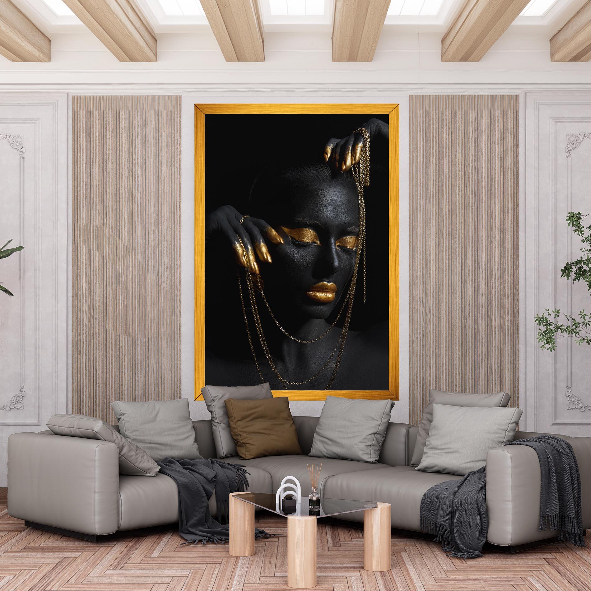 Картина на платно Gold Black Skin mockup 6
