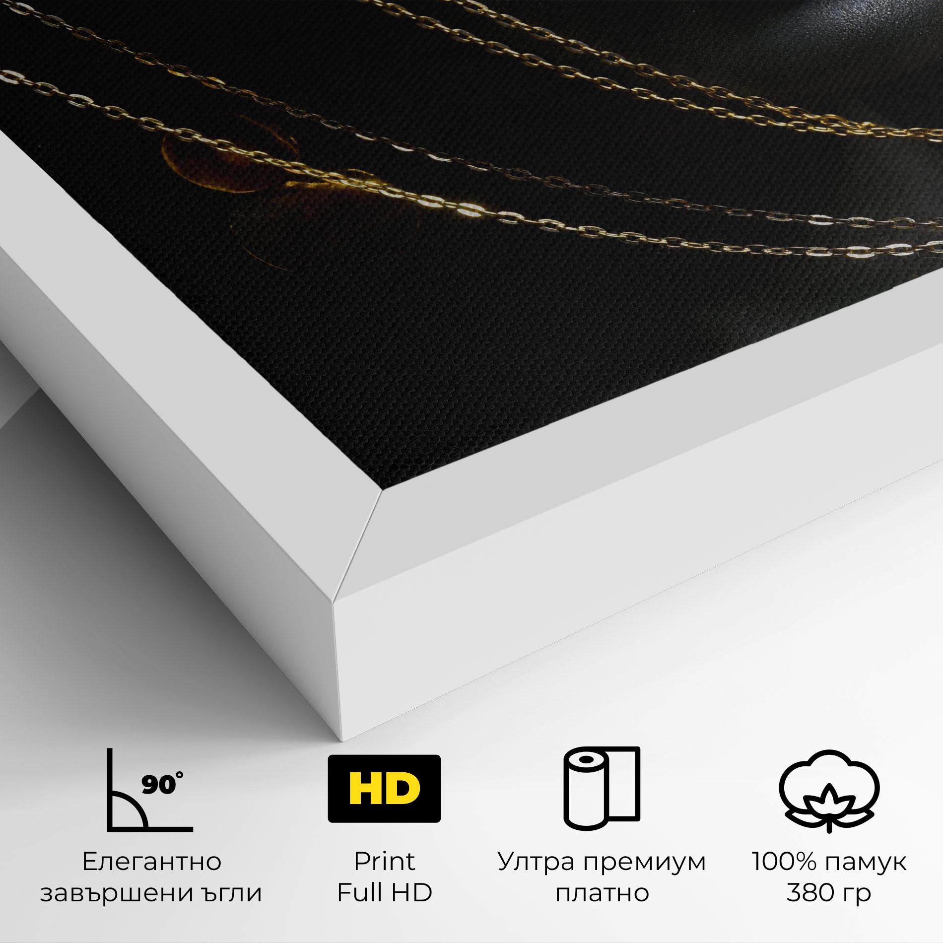 Картина на платно Chain Gold Lips mockup 4