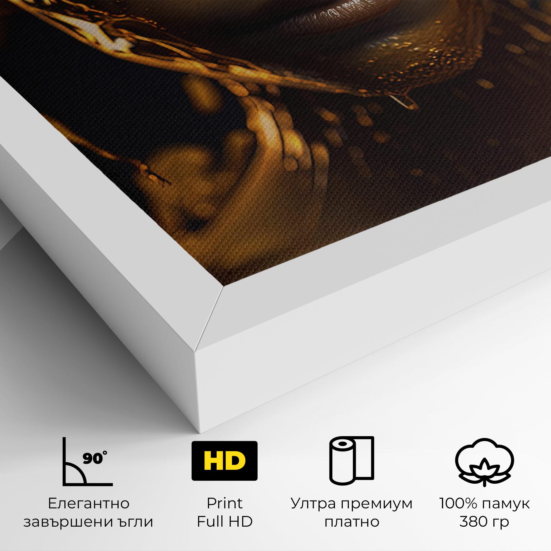 Картина на платно Gold Honeycomb Girl mockup 4