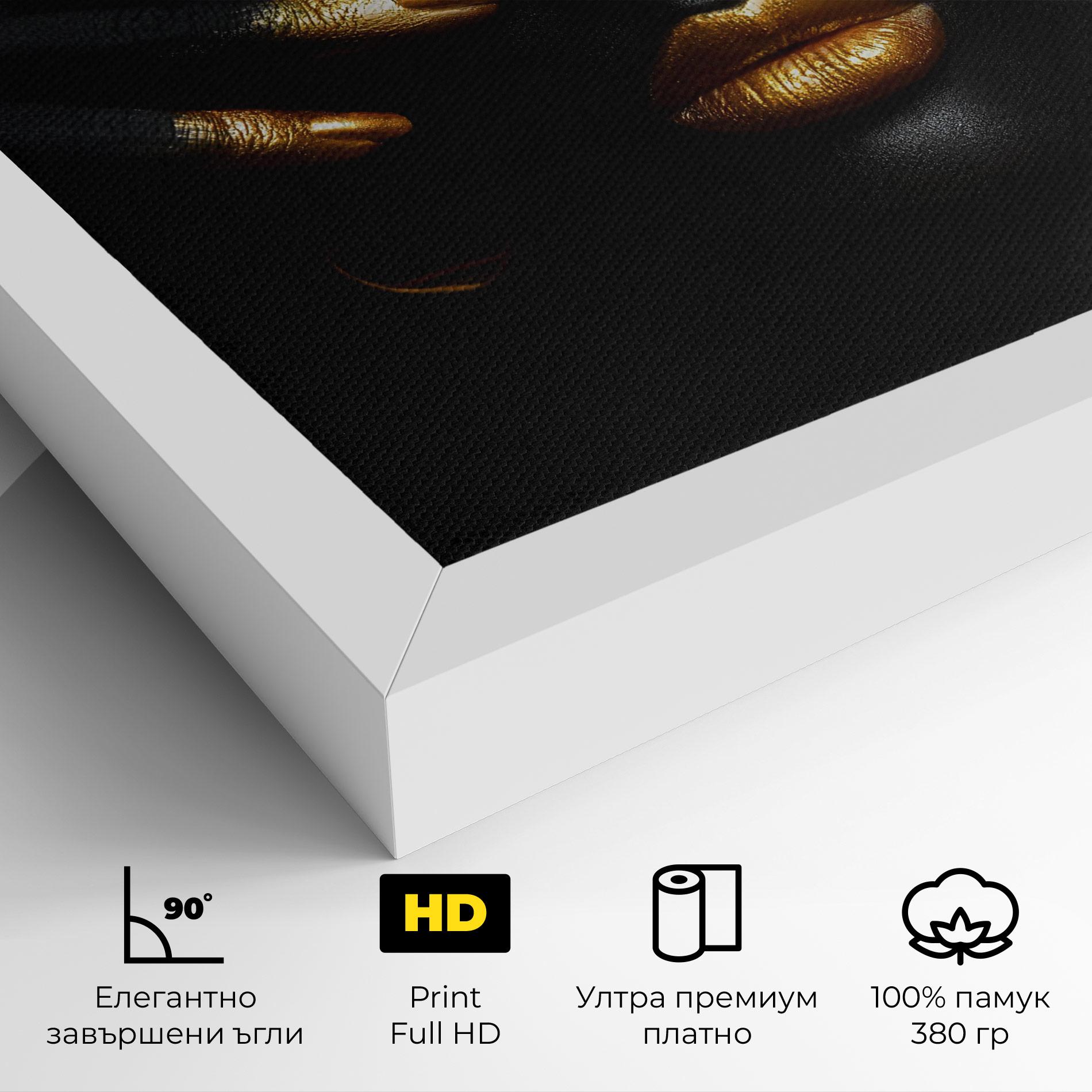 Картина на платно Gold Makeup Nails mockup 4