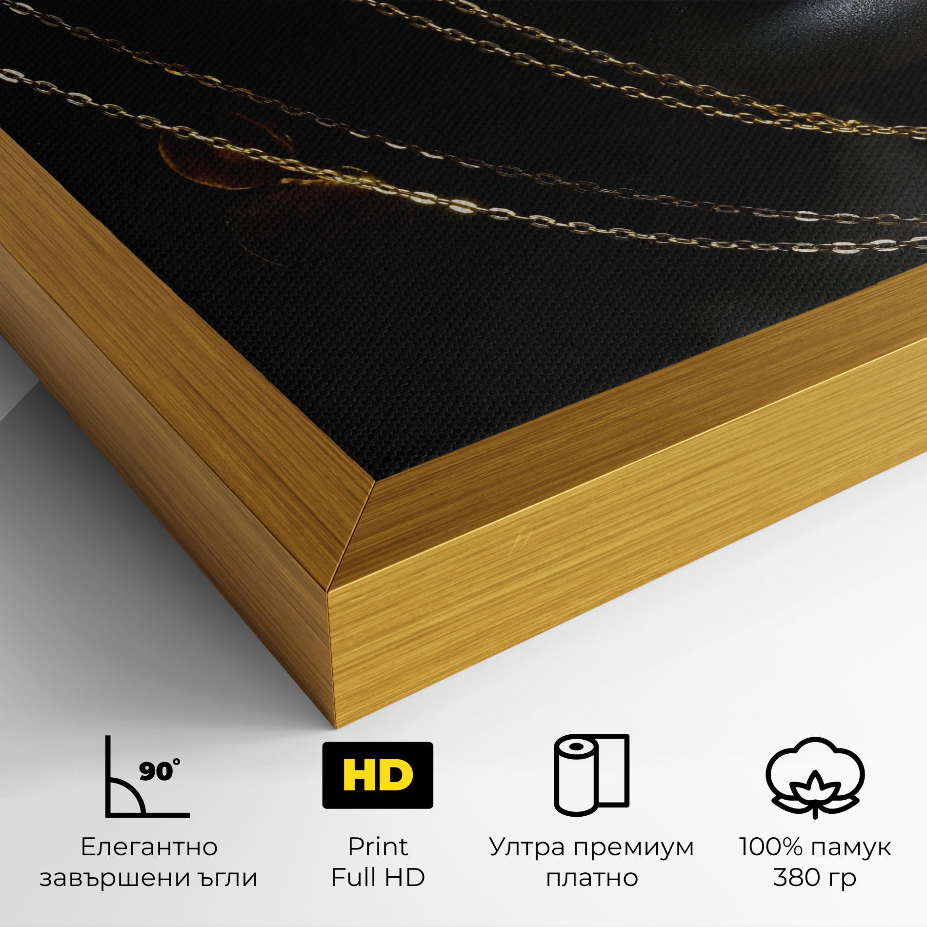 Картина на платно Chain Gold Lips mockup 4