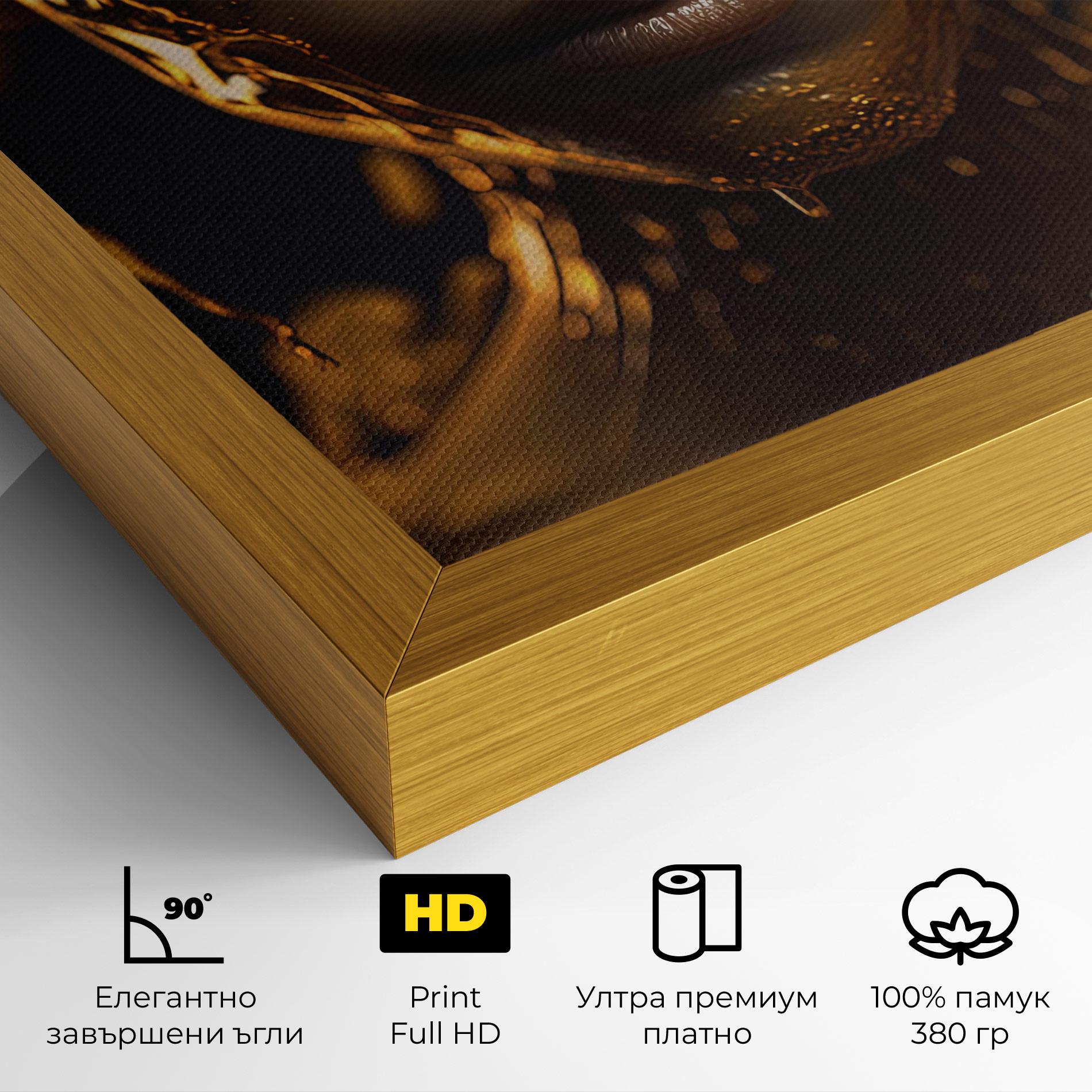 Картина на платно Gold Honeycomb Girl mockup 4