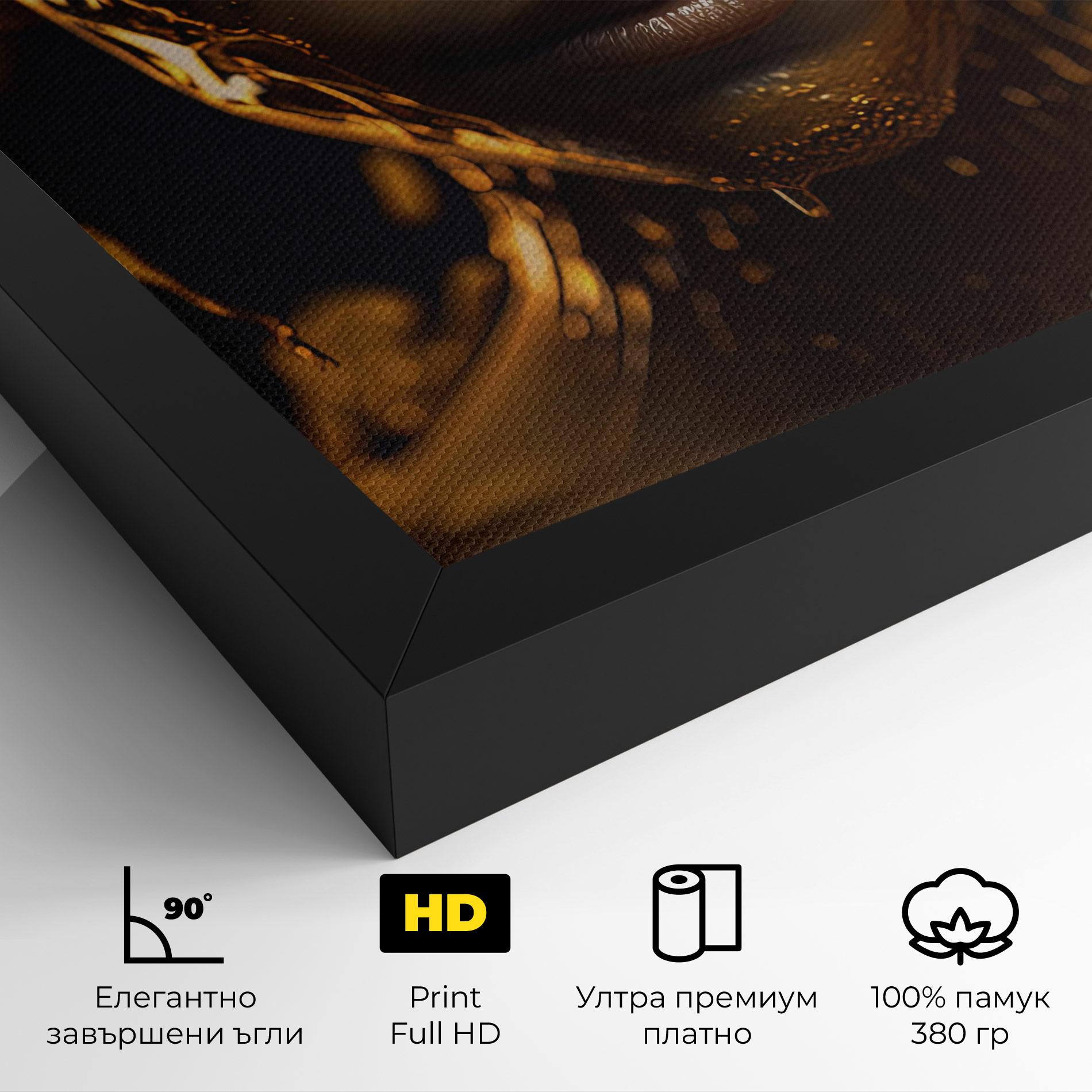 Картина на платно Gold Honeycomb Girl mockup 4