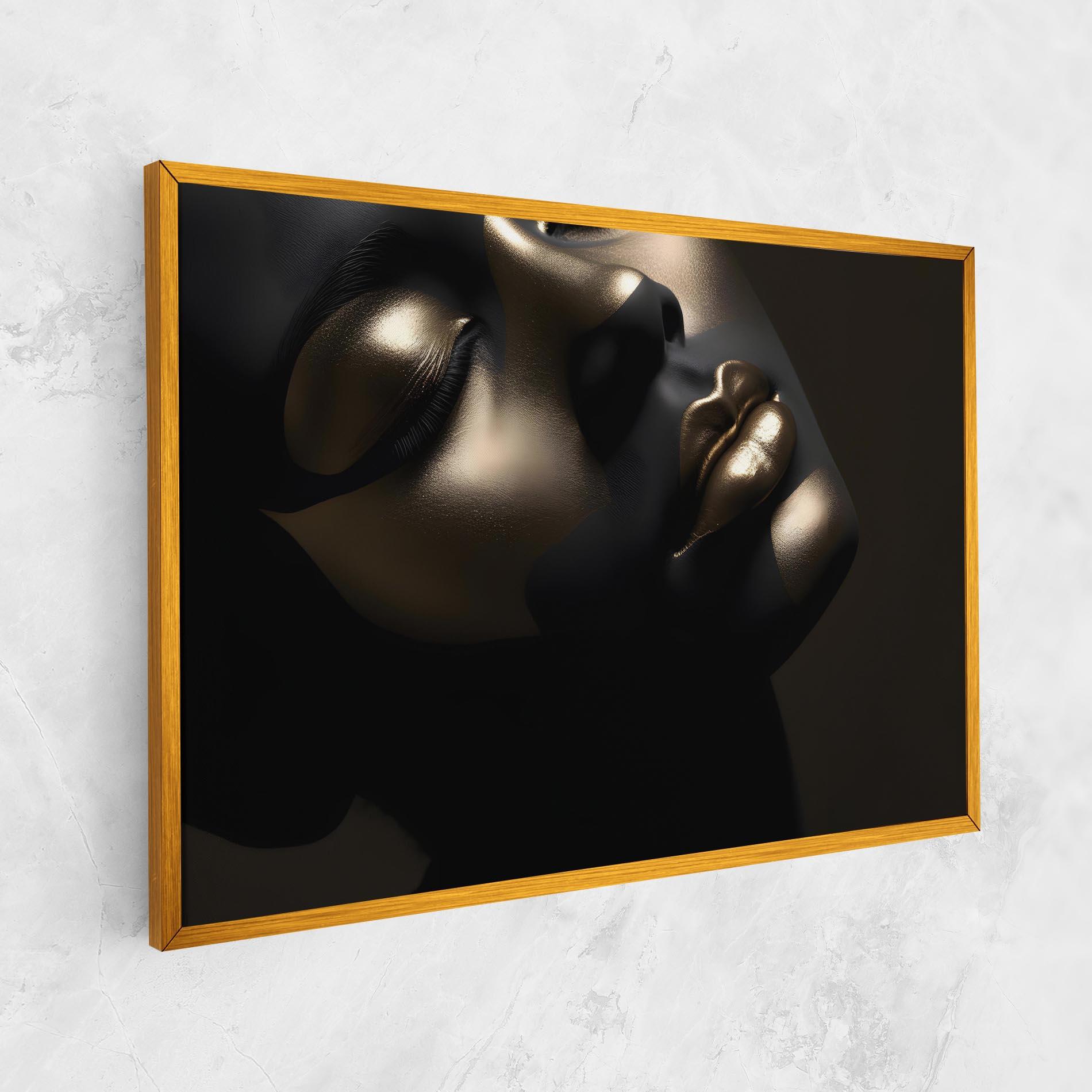 Картина на платно Dark Gold Face mockup 1