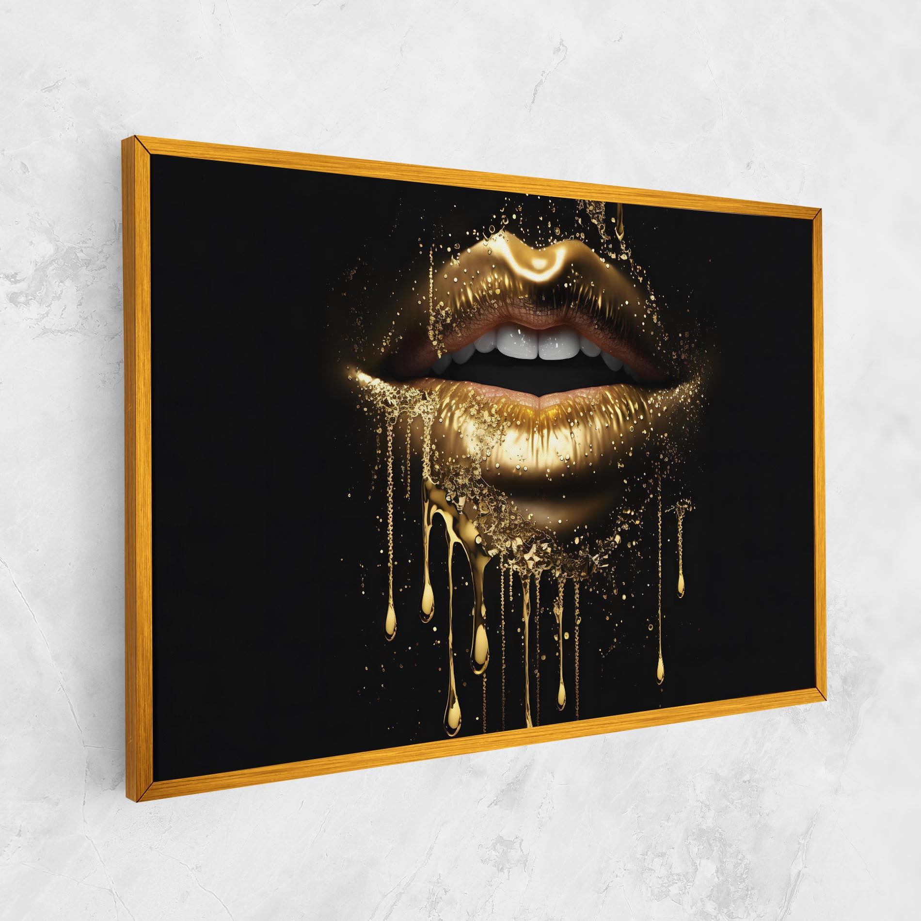Картина на платно Golden Luxury Lips mockup 1