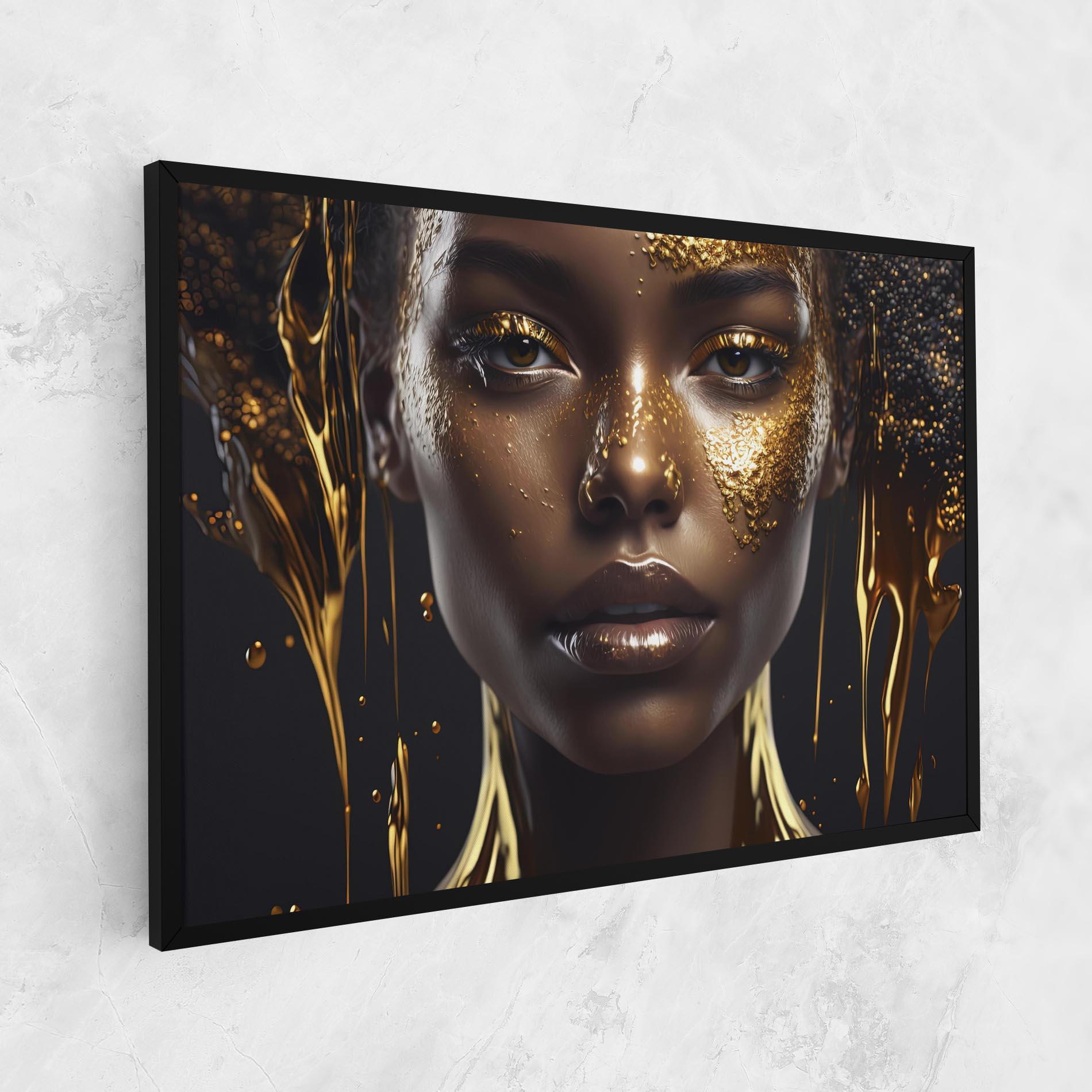 Картина на платно Gold Portrait Falling mockup 1