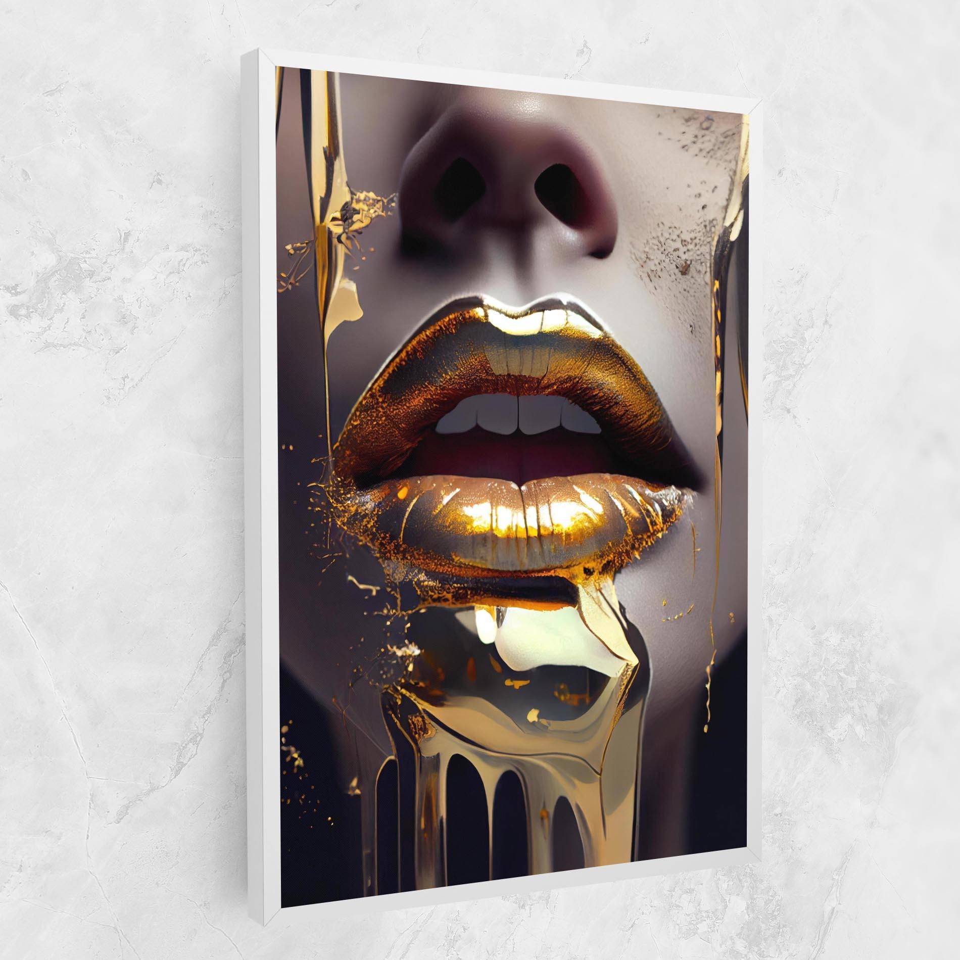 Картина на платно Glamorous Gold Lips mockup 1