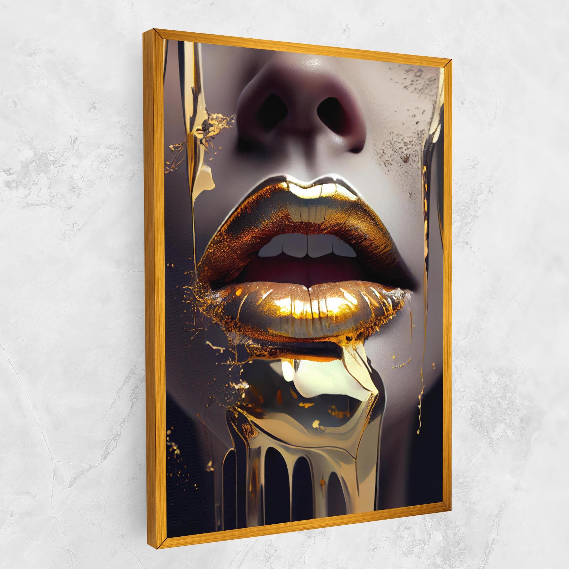 Картина на платно Glamorous Gold Lips mockup 1