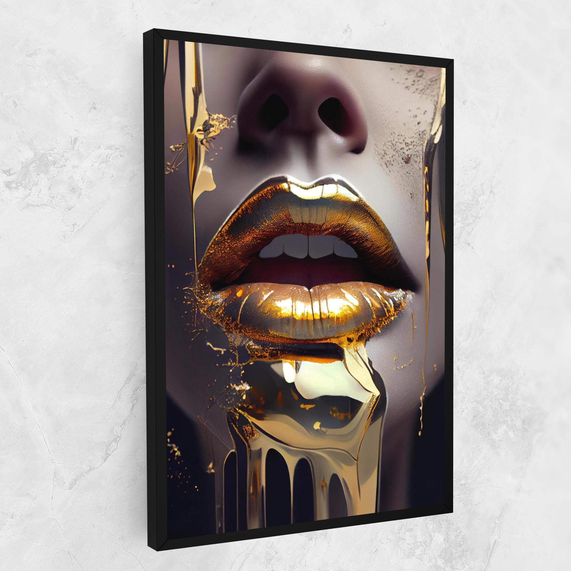 Картина на платно Glamorous Gold Lips mockup 1