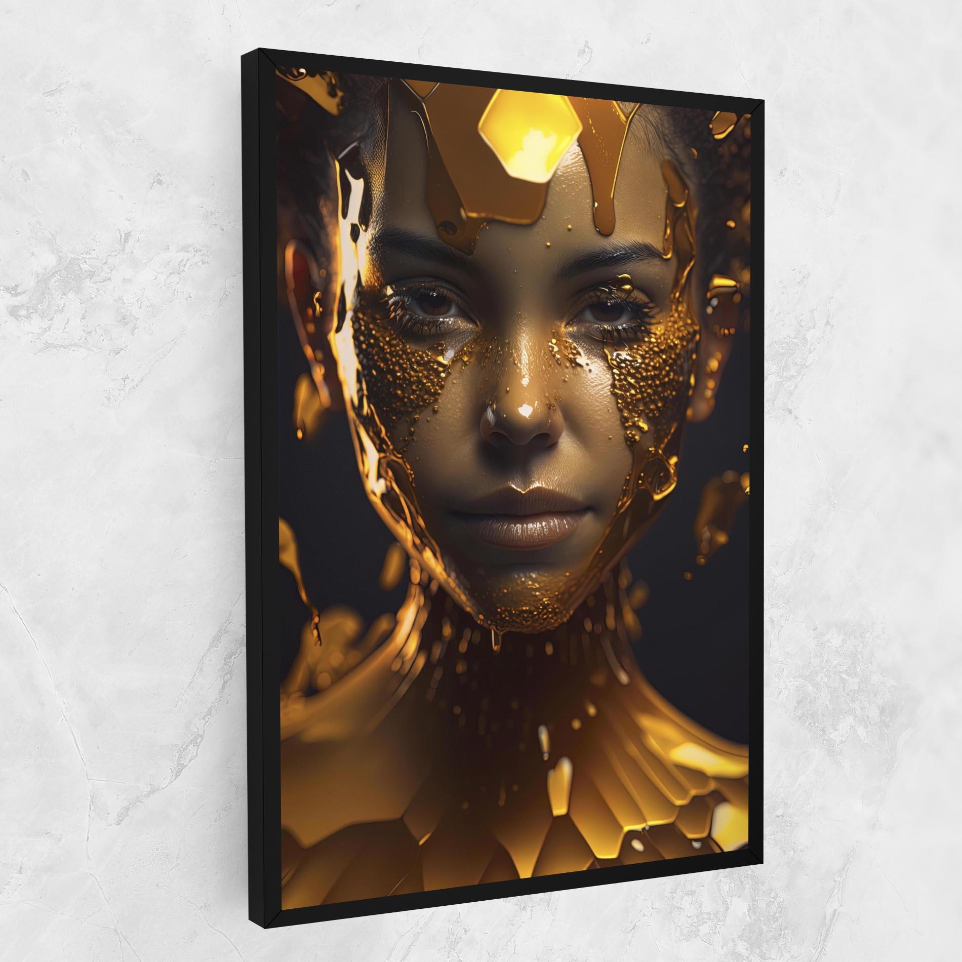 Картина на платно Gold Honeycomb Girl mockup 1