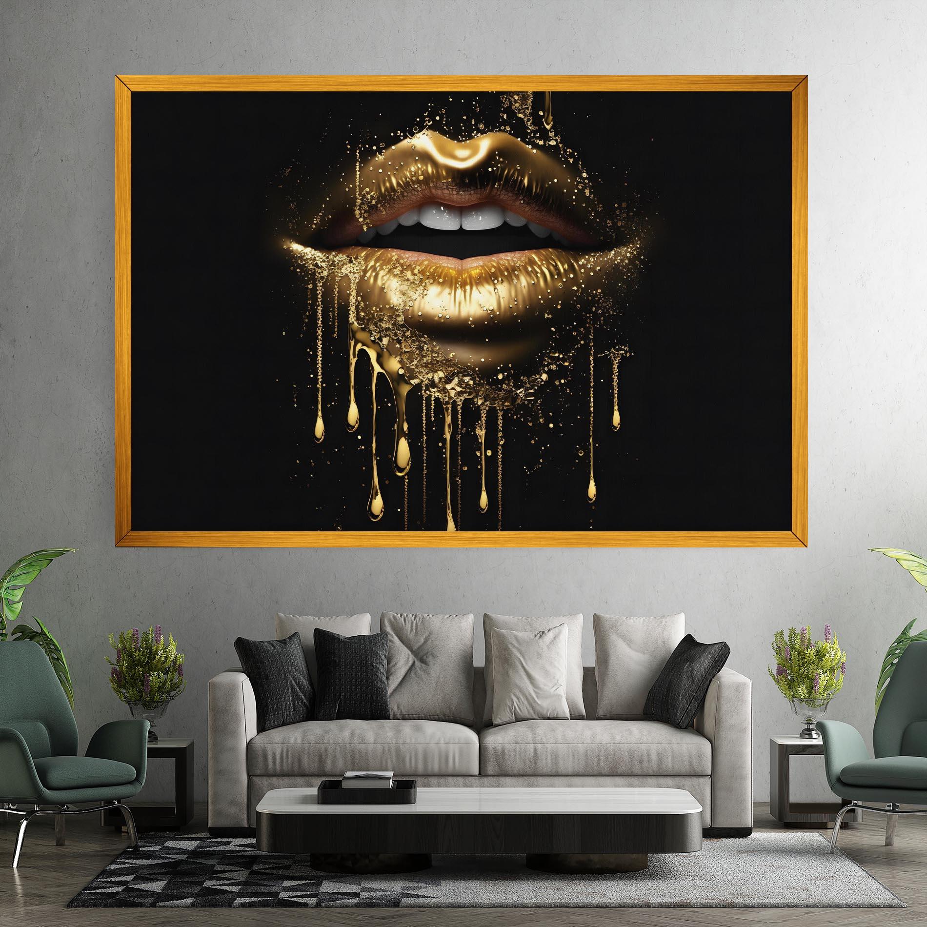 Картина на платно Golden Luxury Lips mockup 7