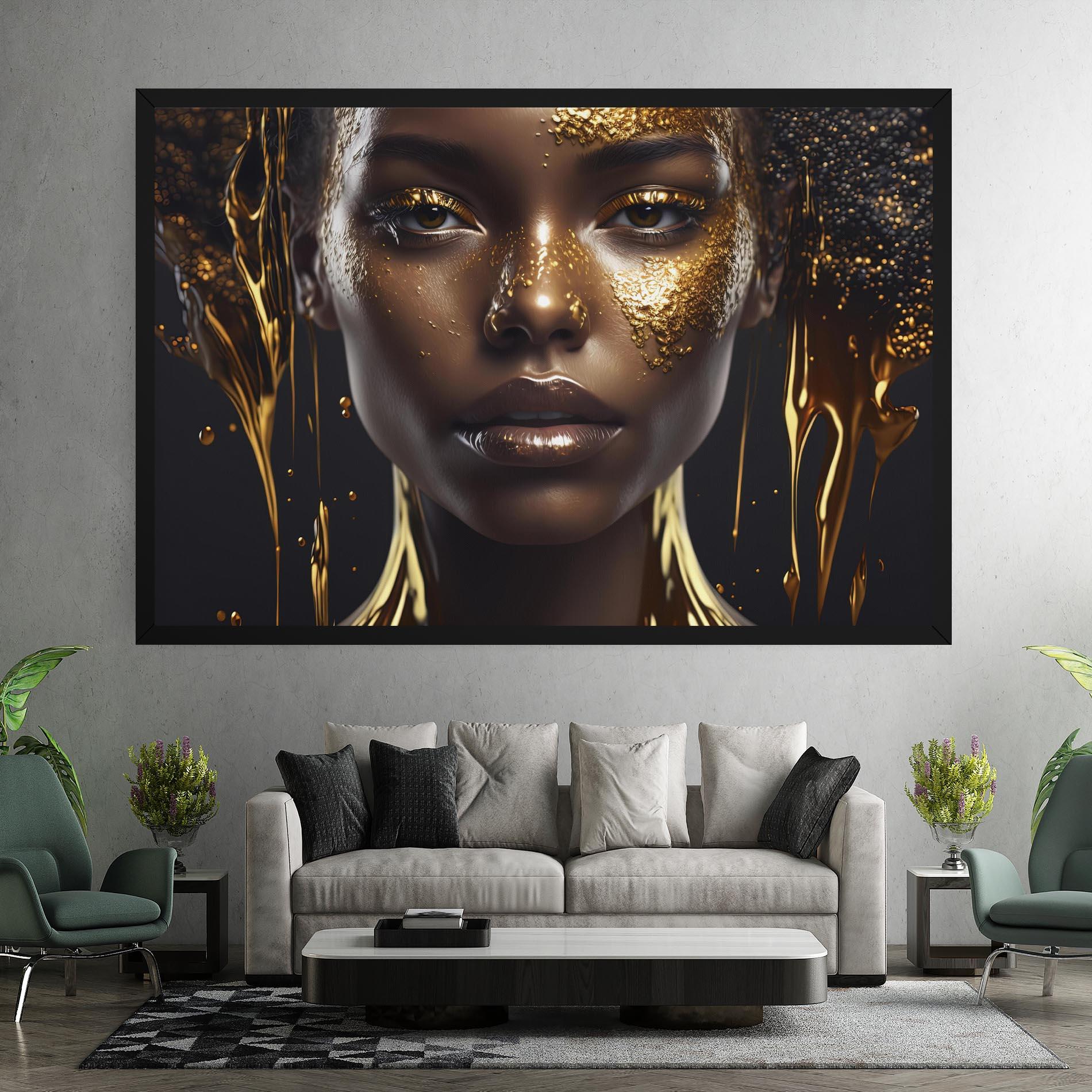 Картина на платно Gold Portrait Falling mockup 7