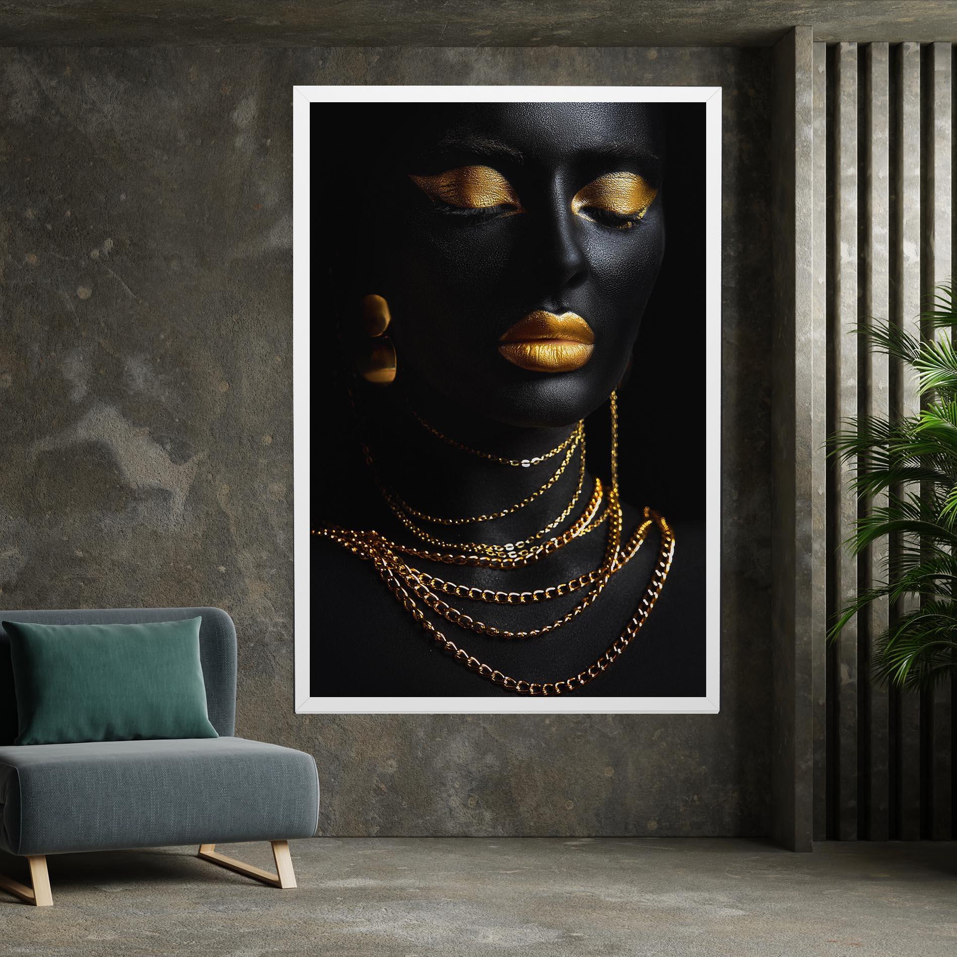 Картина на платно Gold Makeup Lips mockup 7