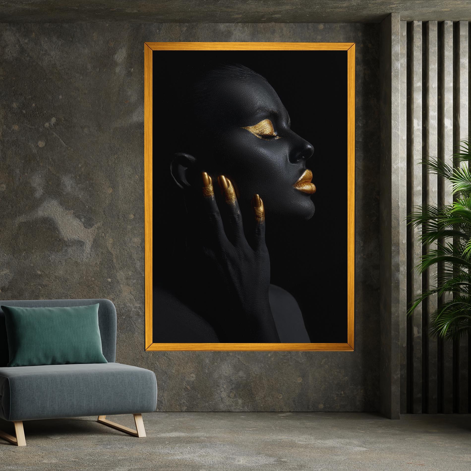 Картина на платно Gold Black Paint mockup 7