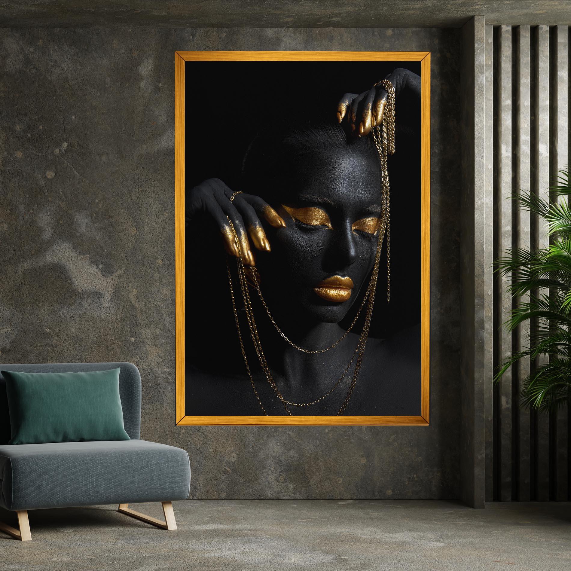 Картина на платно Gold Black Skin mockup 7