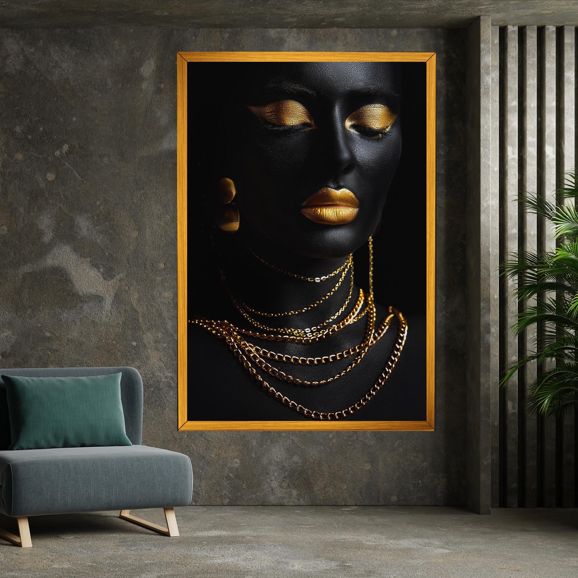 Картина на платно Gold Makeup Lips mockup 7