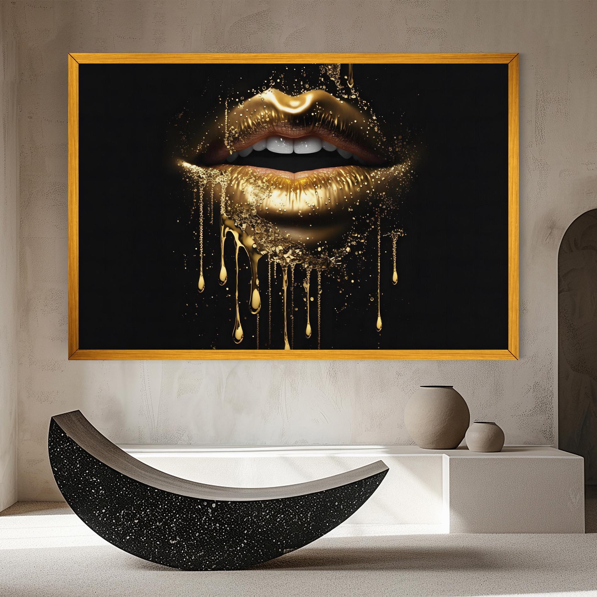 Картина на платно Golden Luxury Lips mockup 8